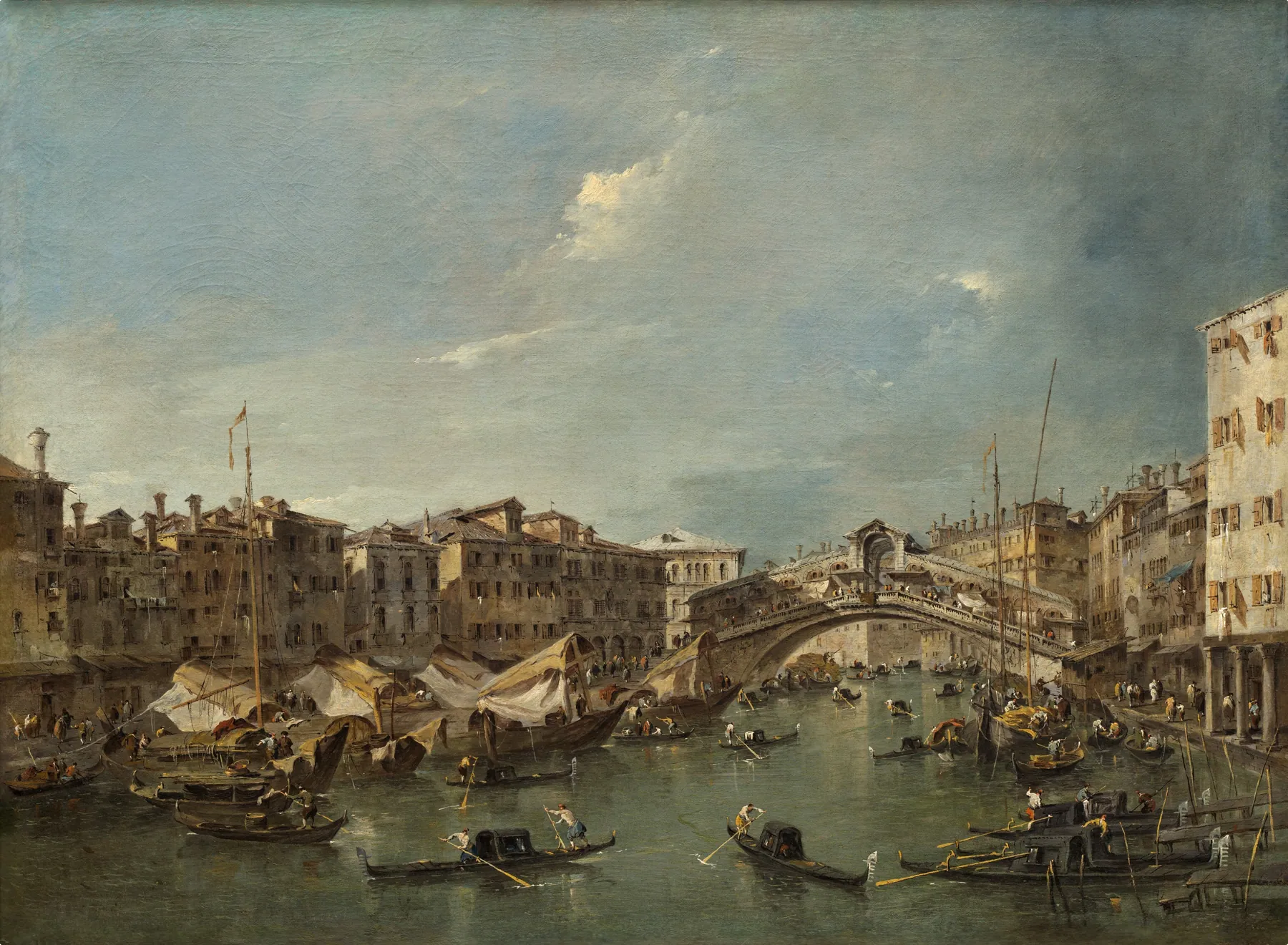 Gran Canal con el puente de Rialto, Venecia, de Francesco Guardi