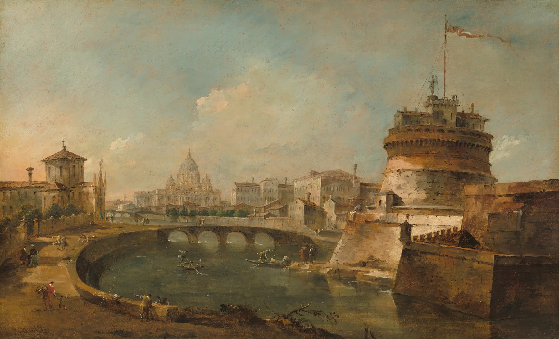 Vista fantástica del Castillo de Sant'Angelo, Roma, de Francesco Guardi