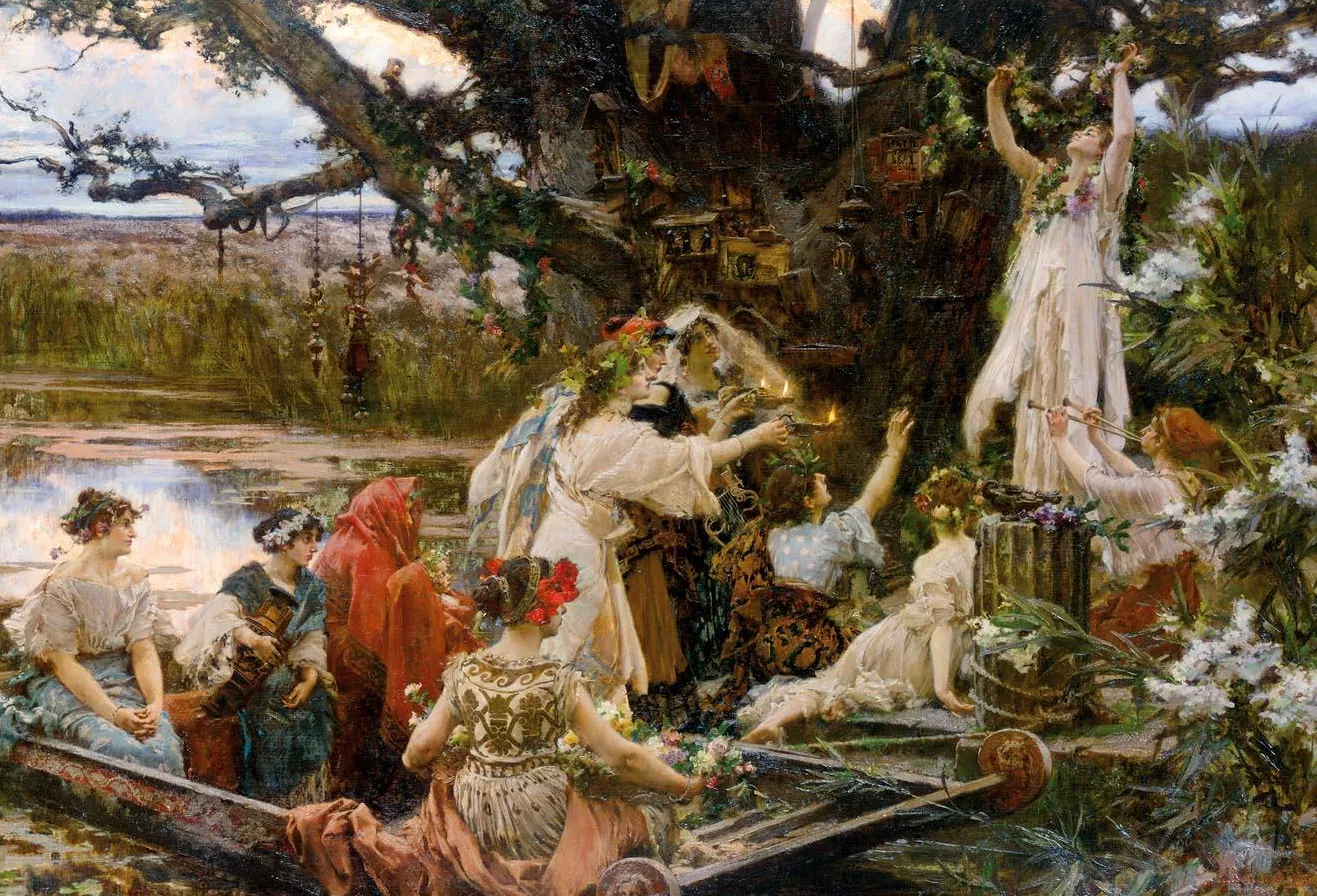 Bajo el árbol consagrado, de Francisco Pradilla