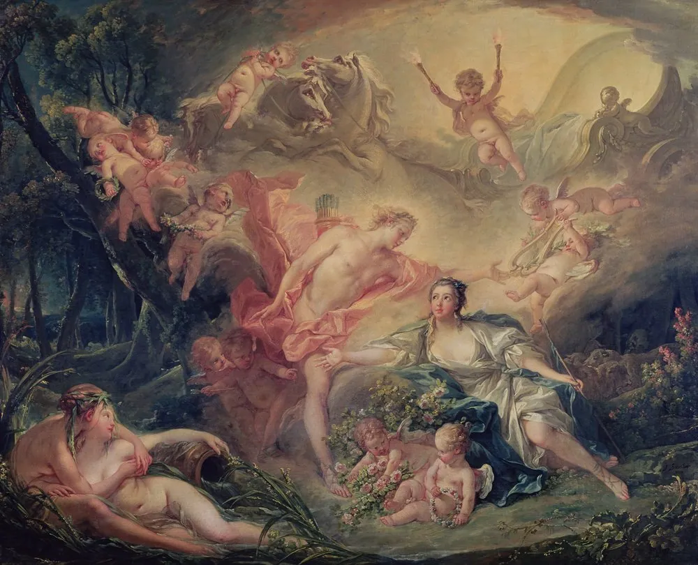 Apolo revelando su divinidad a la pastora Isse, de François Boucher
