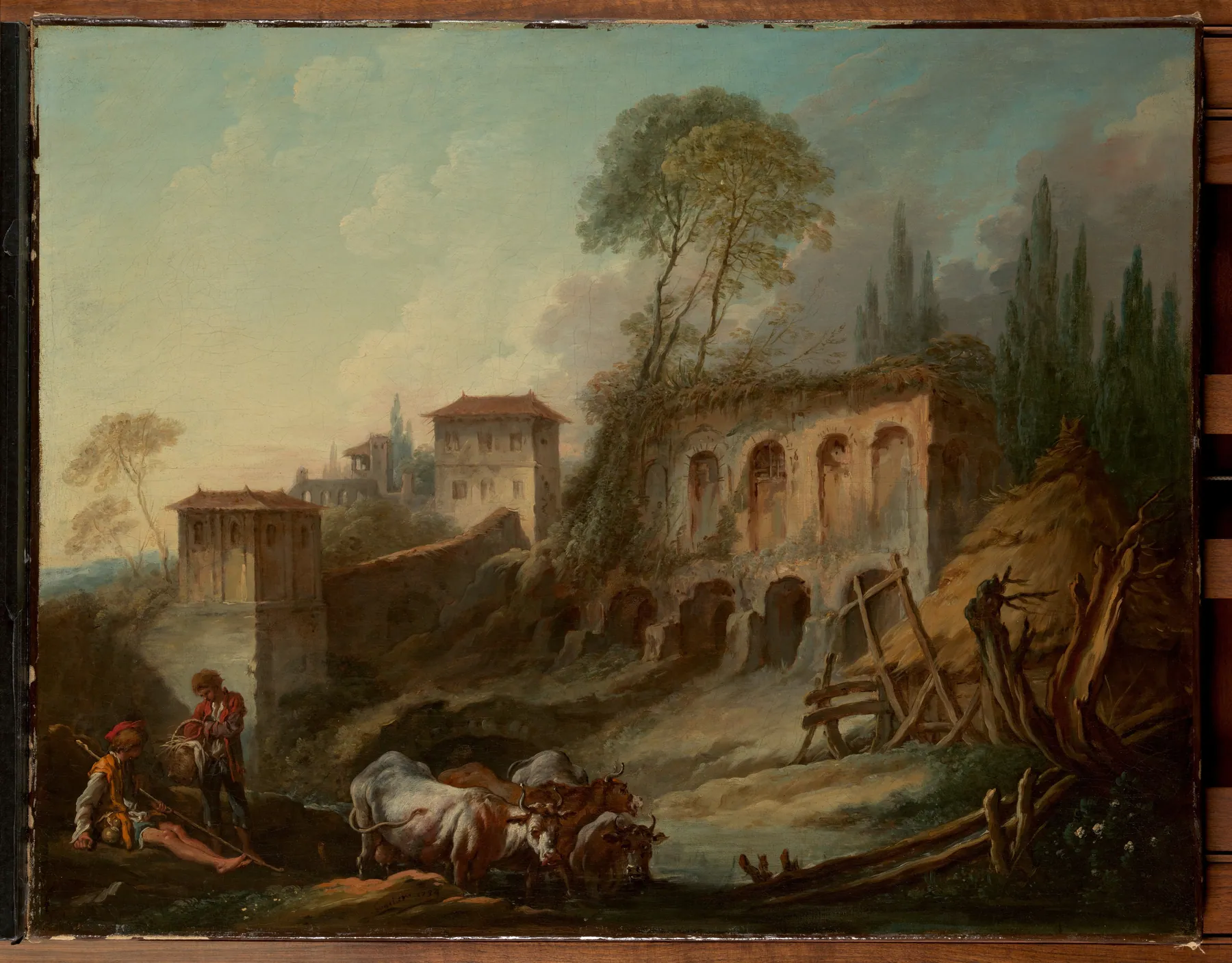 Paisaje imaginario con la colina Palatina desde el Campo Vaccino, de François Boucher