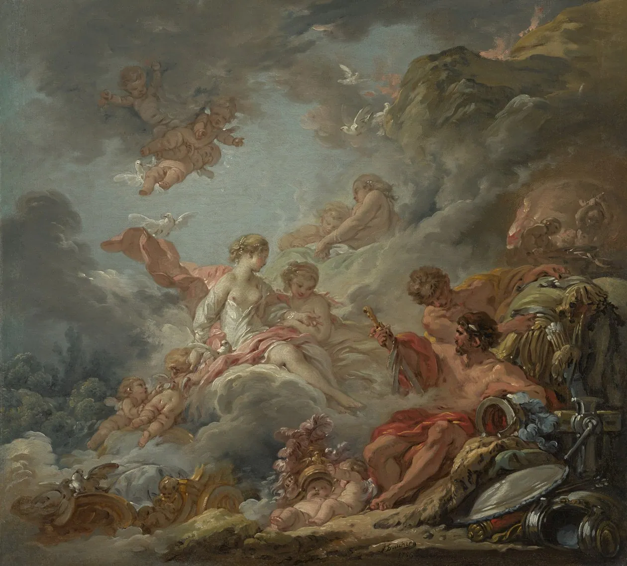 Vulcano presentando a Venus las armas para Eneas, de François Boucher