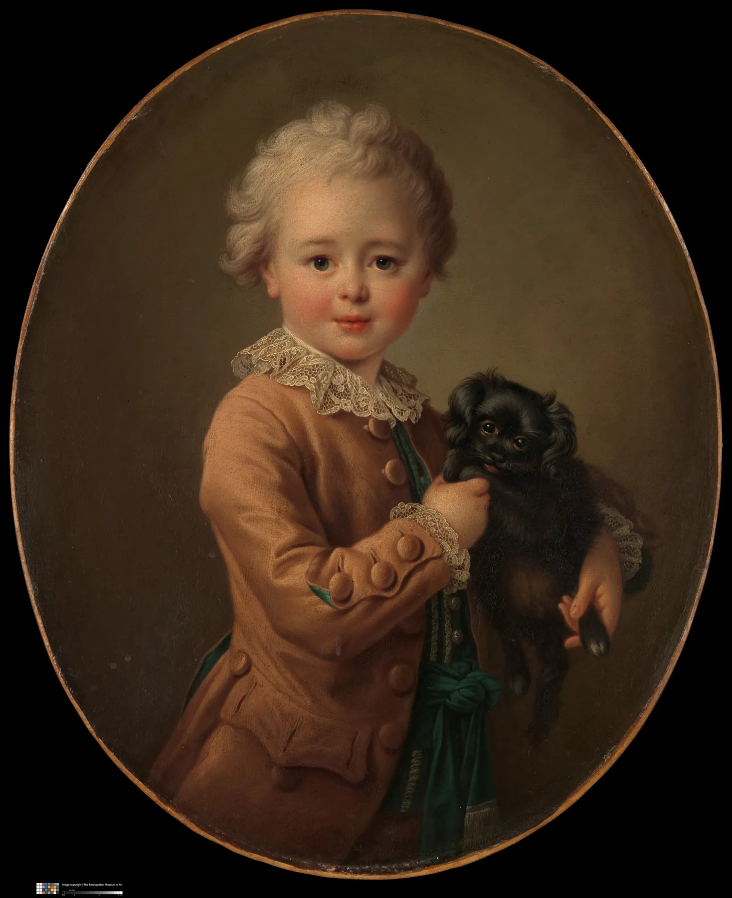 Niño con un spaniel negro, de François Hubert Drouais