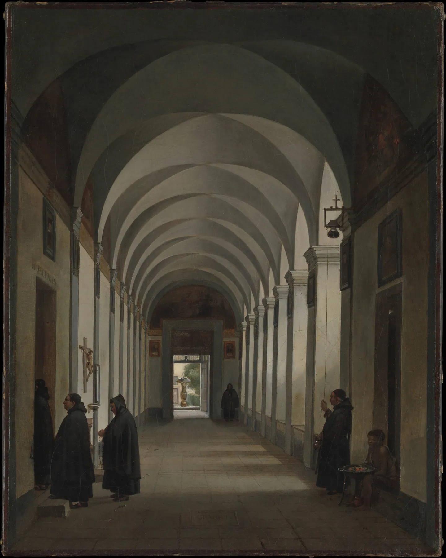 Monjes en el claustro de la iglesia del Gesù e Maria, Roma, de François-Marius Granet