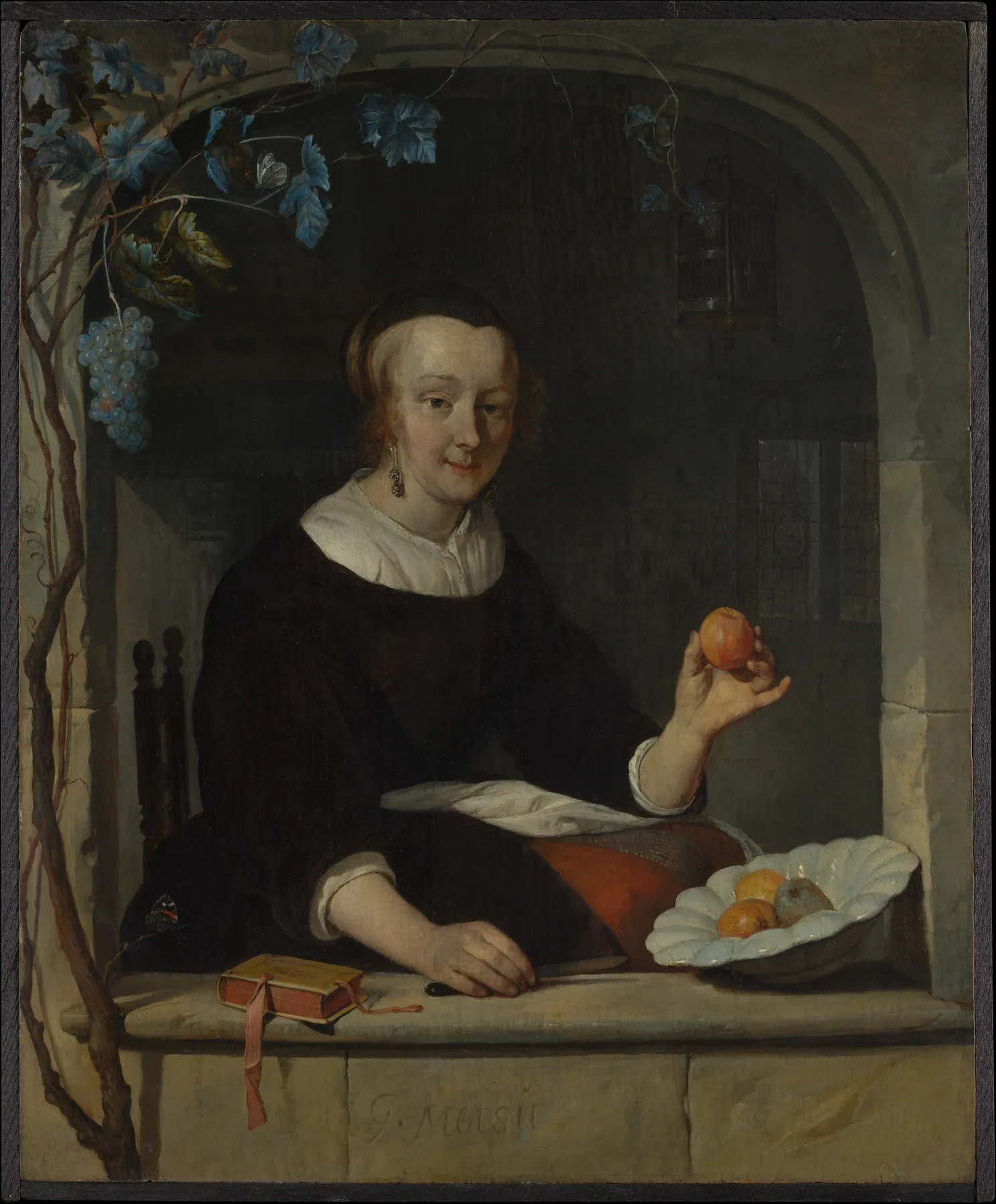 Mujer sentada junto a una ventana, de Gabriel Metsu