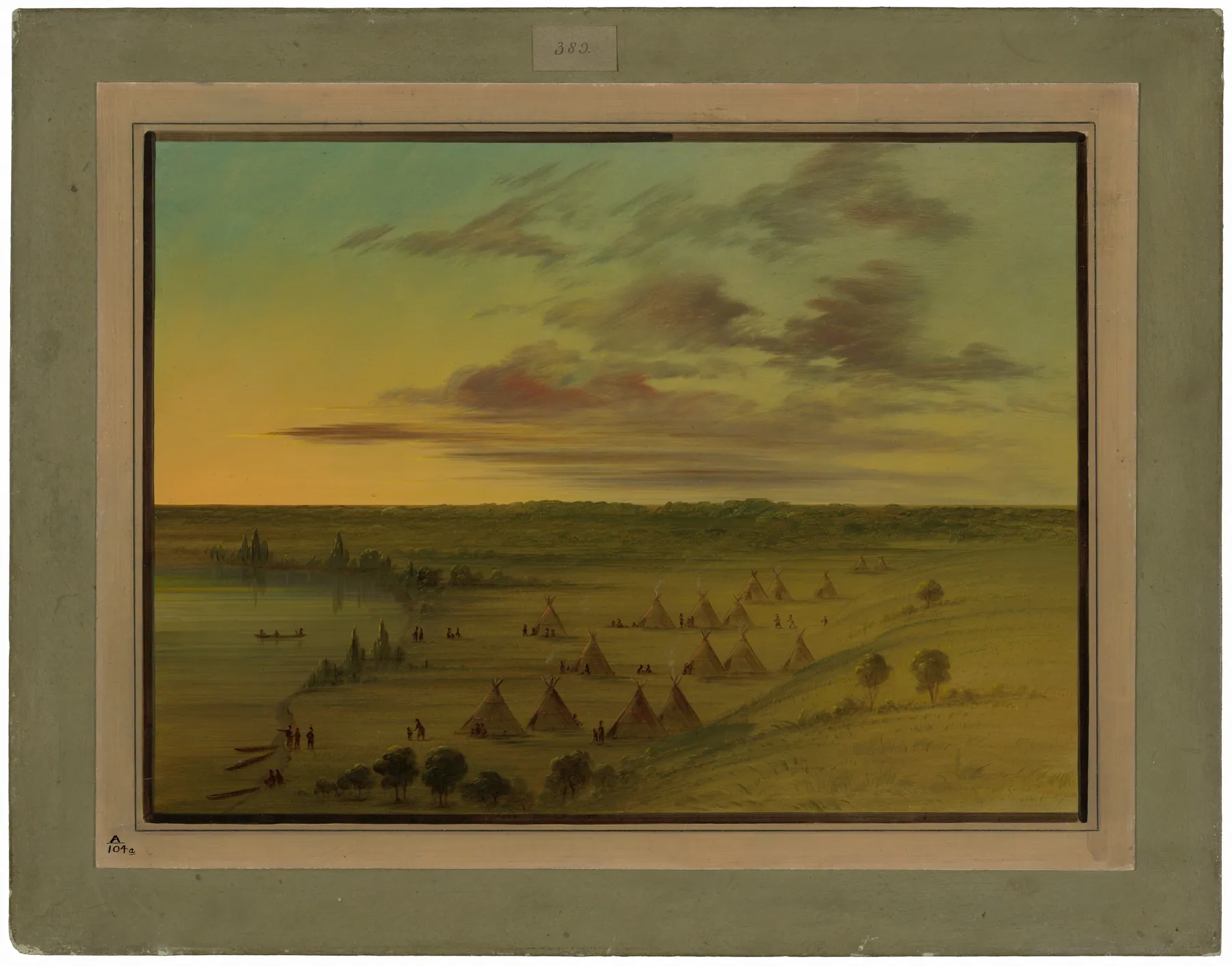 Poblado sioux - Lago del Cisne, de George Catlin