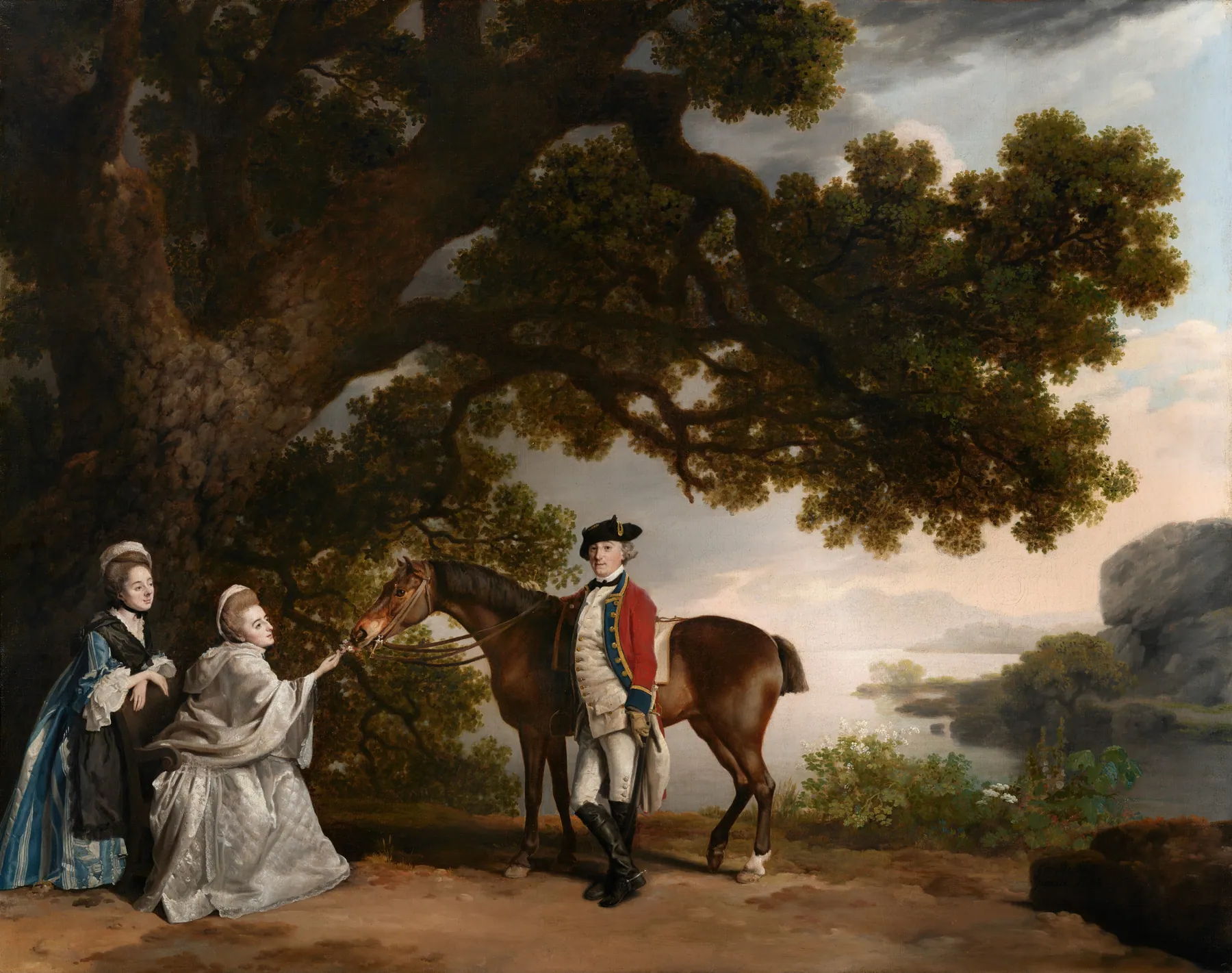 El capitán Samuel Sharpe Pocklington con su esposa Pleasance y posiblemente su hermana Frances, de George Stubbs