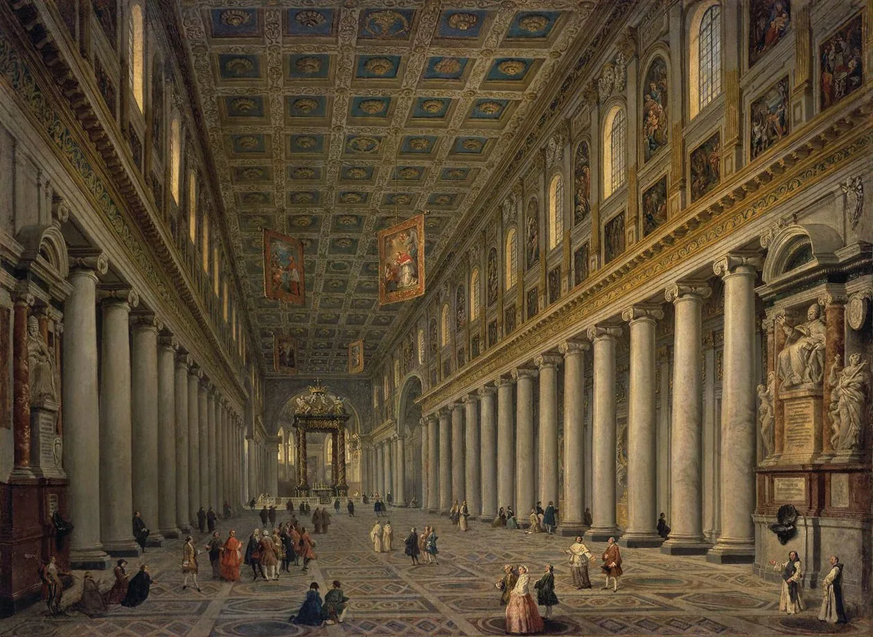 Interior de la basílica de Santa María la Mayor, de Giovanni Paolo Panini