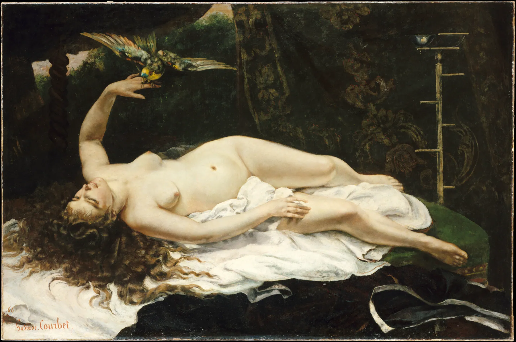 Mujer con loros, de Gustave Courbet