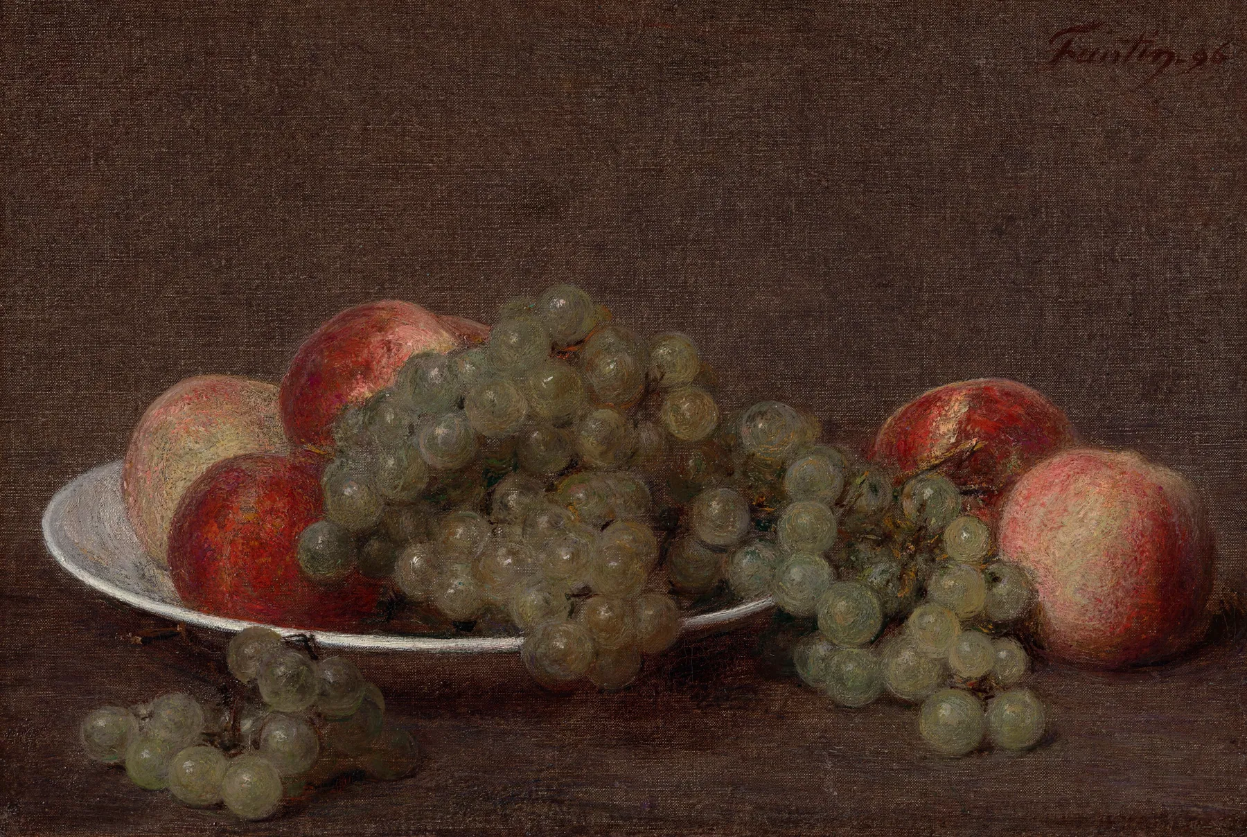 Bodegón con melocotones y uvas, de Henri Fantin-Latour