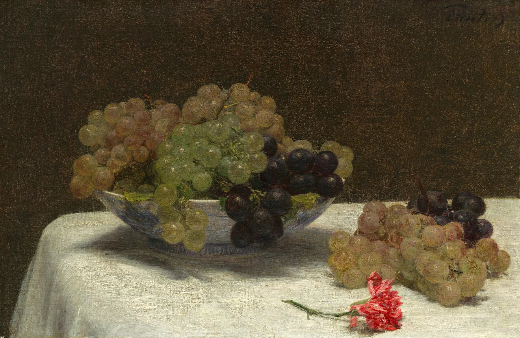 Bodegón con uvas y un clavel, de Henri Fantin-Latour