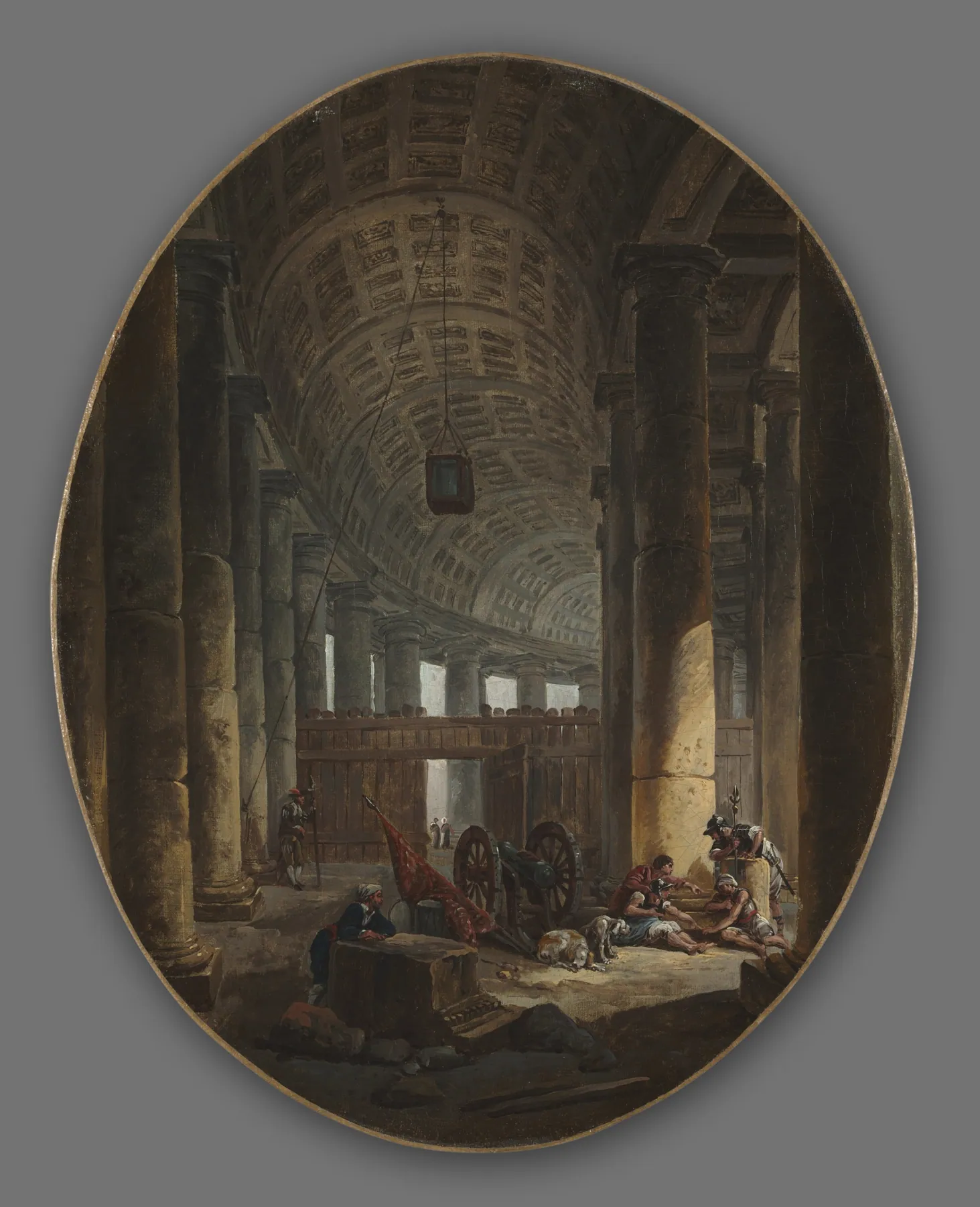 La columnata de San Pedro, Roma, durante el cónclave, de Hubert Robert