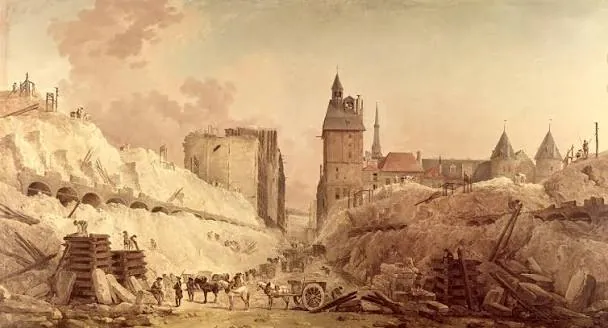 La demolición de las casas en el Pont au Change, de Hubert Robert