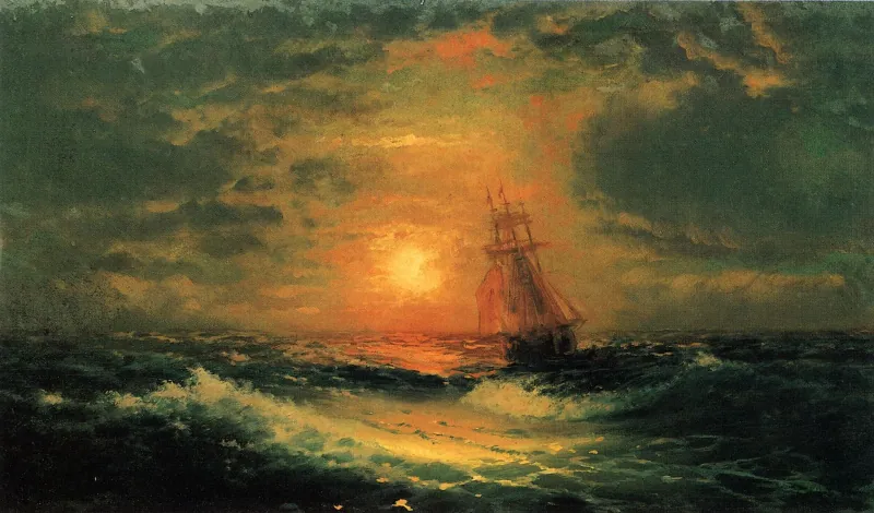 Atardecer en el mar, de Ivan Aivazovsky