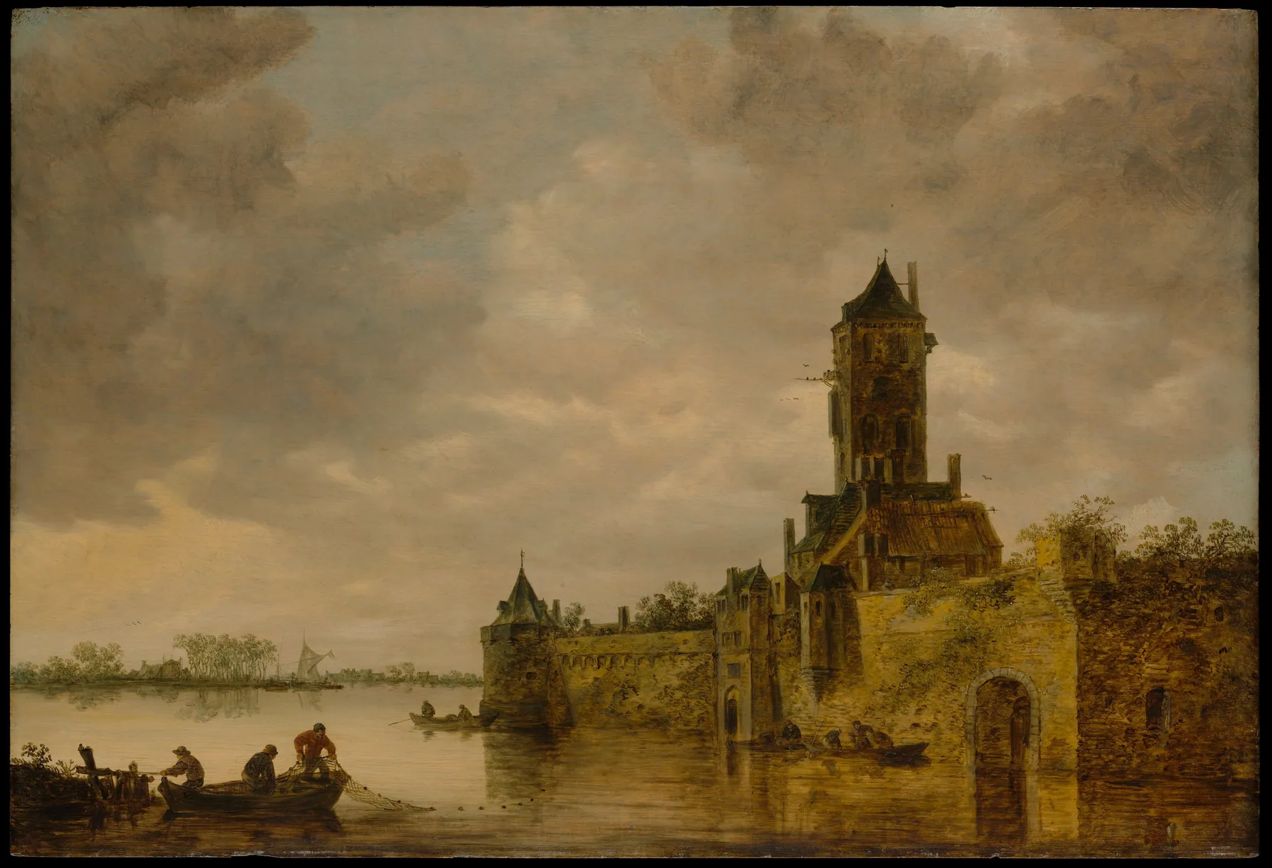 Castillo junto a un río, de Jan van Goyen
