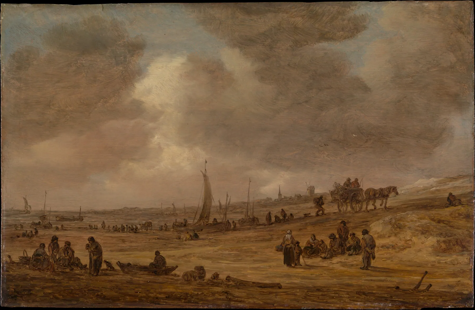 Una playa con barcos de pesca, de Jan van Goyen