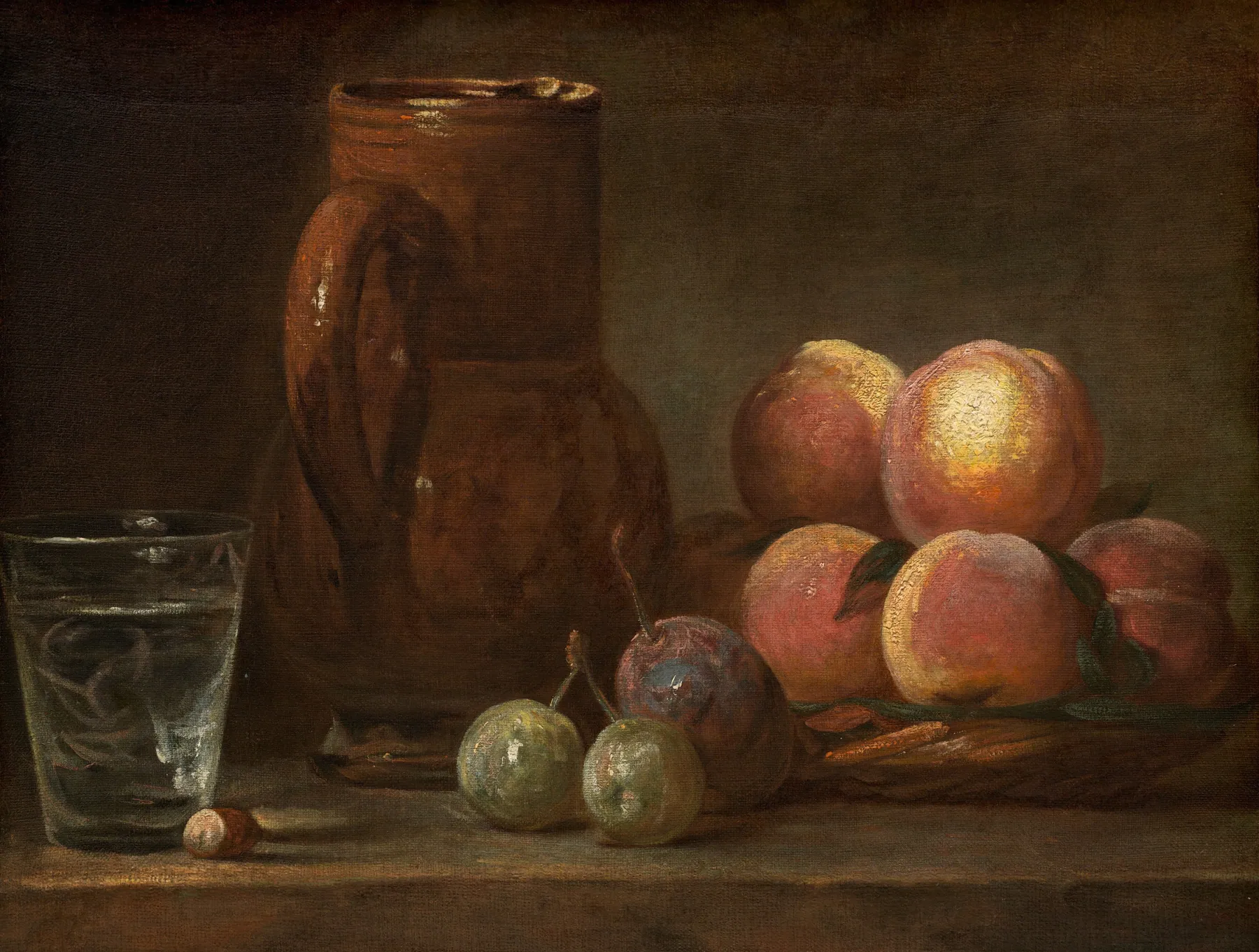 Fruta, jarra y un vaso, de Jean-Baptiste-Siméon Chardin