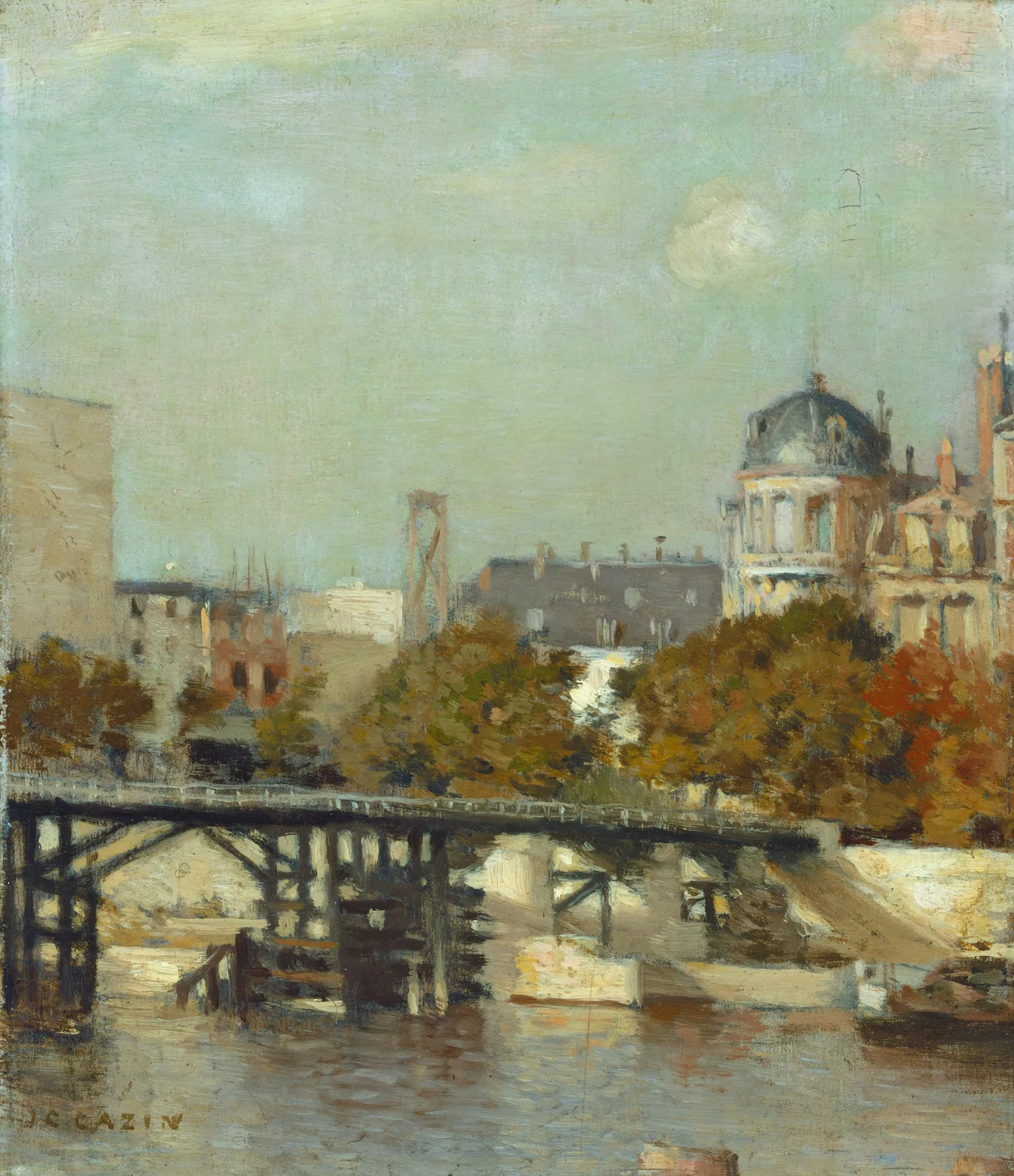 Escena parisina con puente, de Jean-Charles Cazin