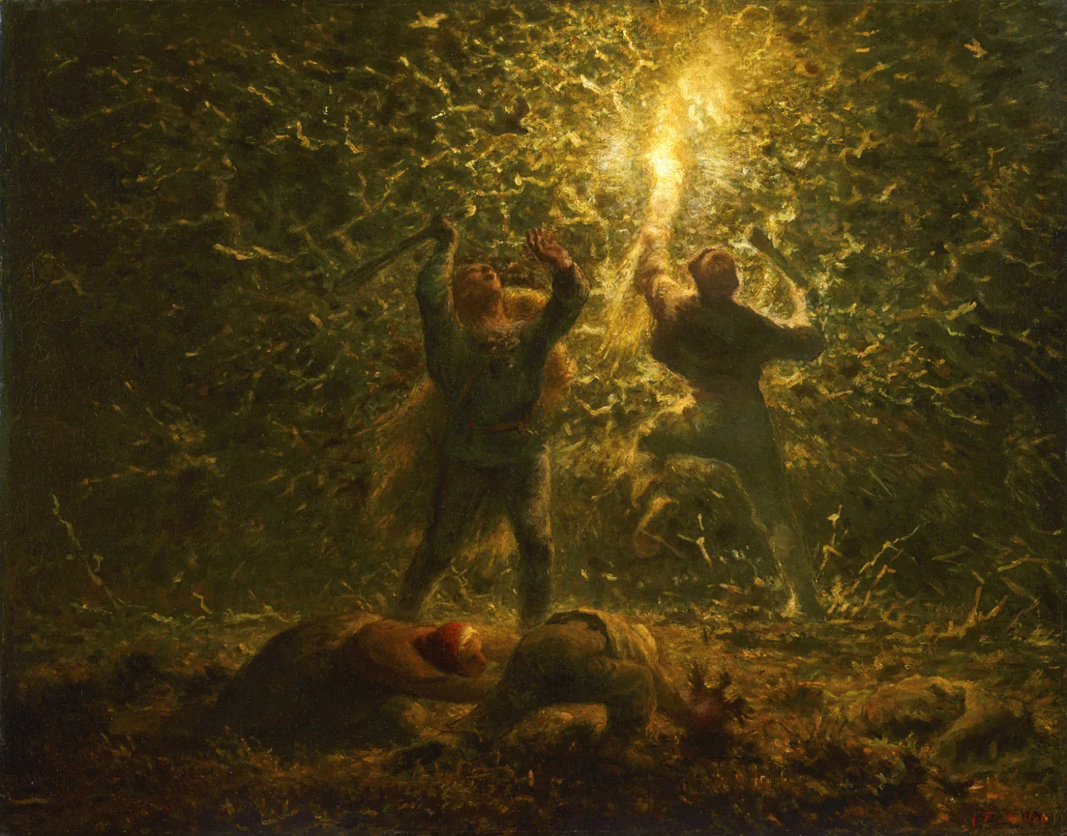 Cazadores en la noche, de Jean-François Millet