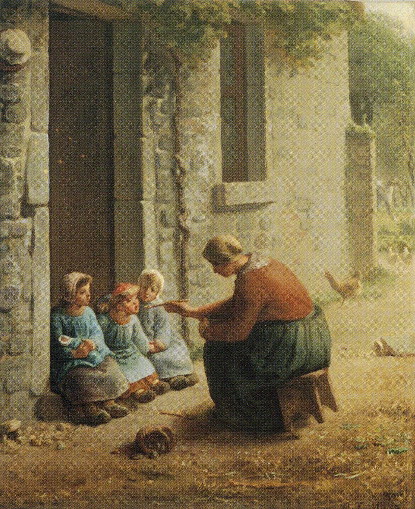 Madre alimentando a sus hijos, de Jean-François Millet