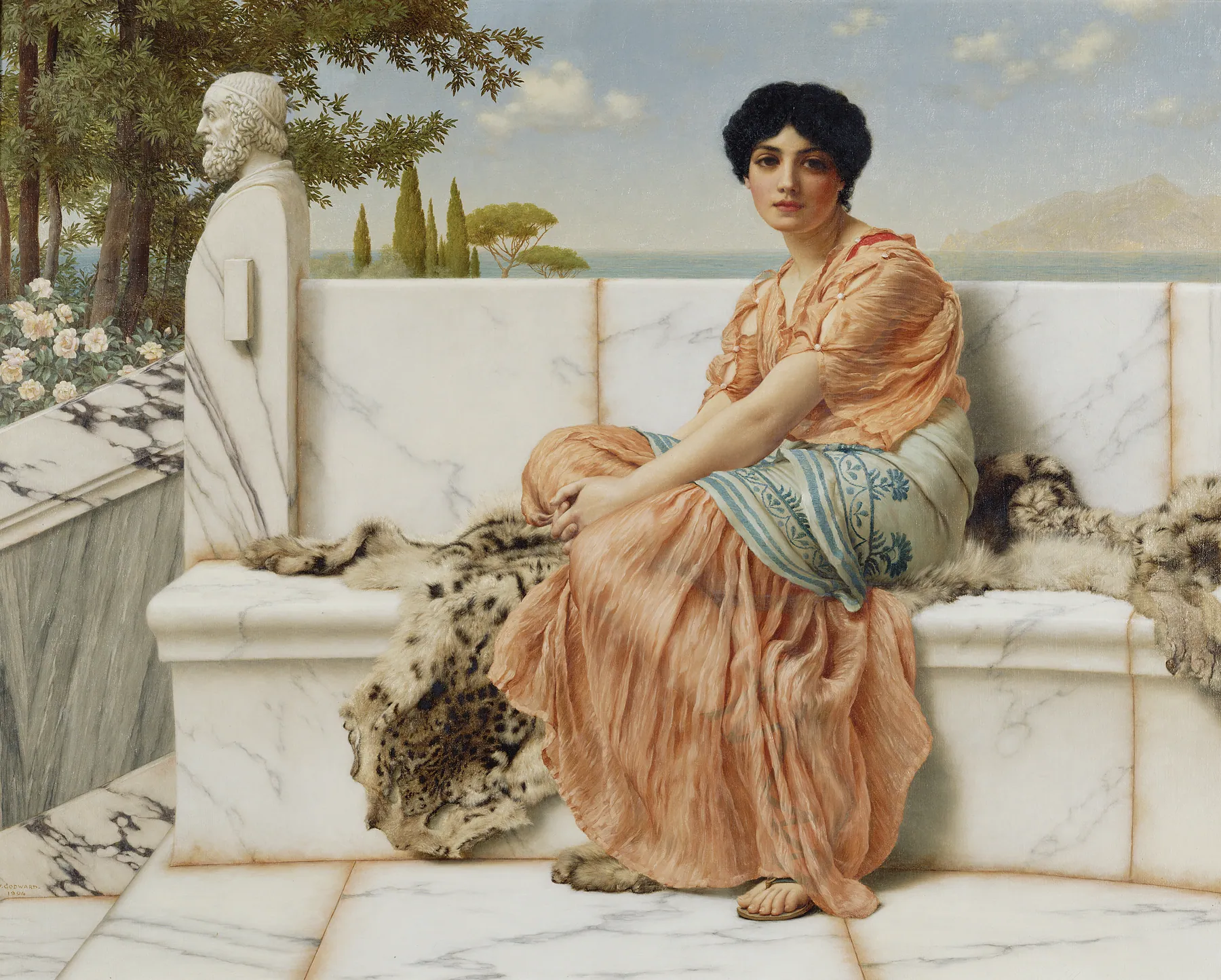 En los días de Safo, de John William Godward