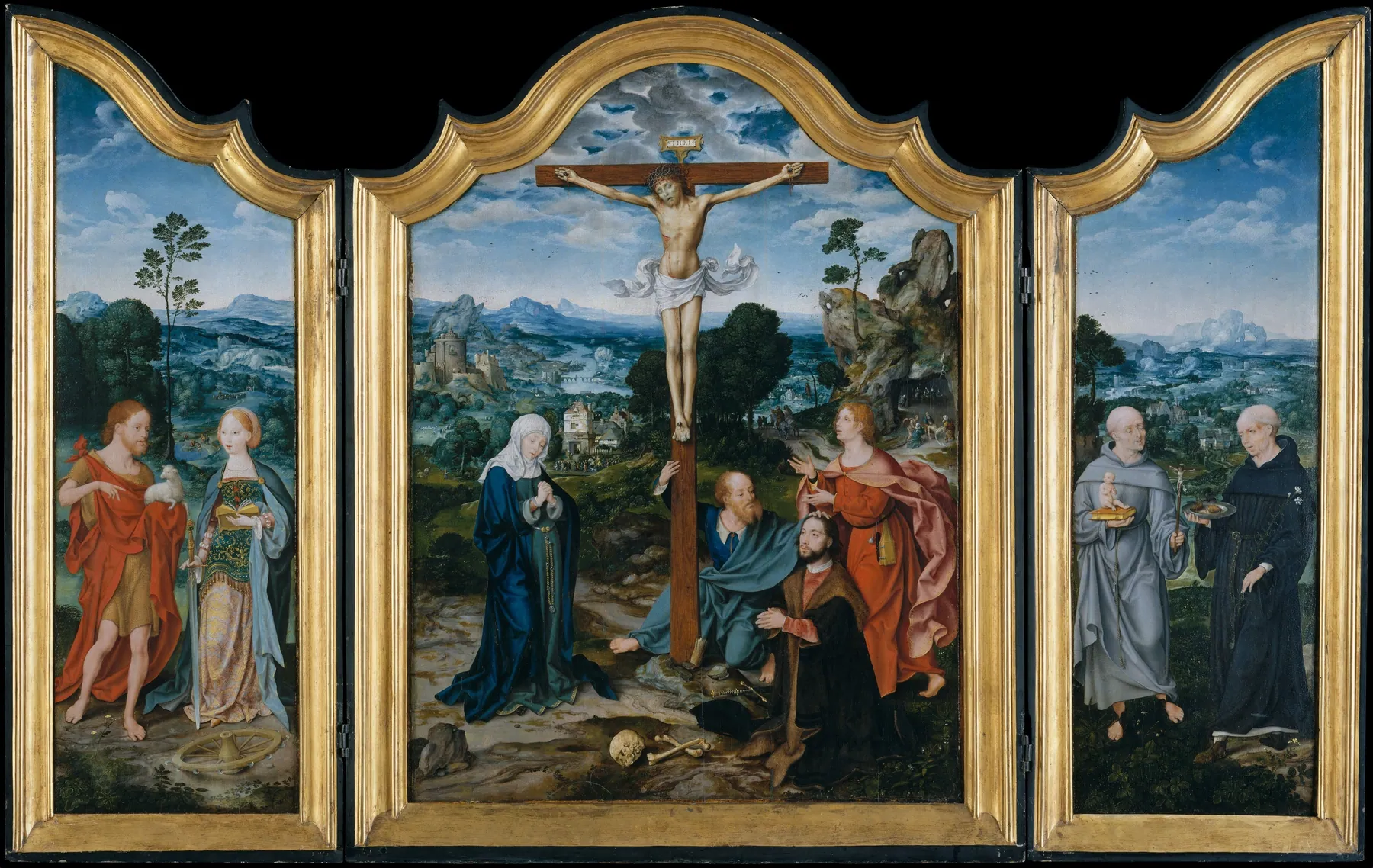La Crucifixión con santos y un donante, de Joos van Cleve