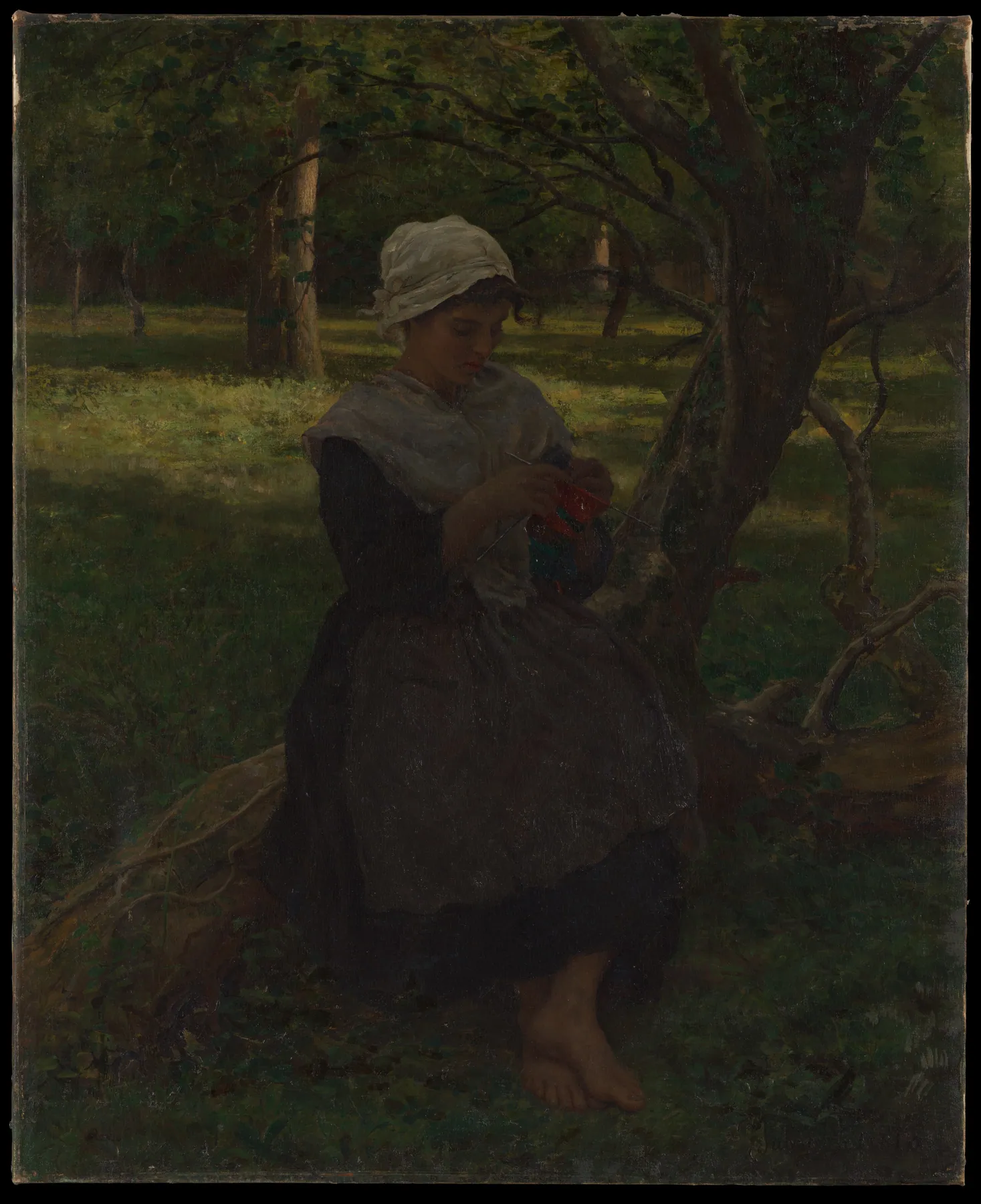 Campesina tejiendo, de Jules Breton