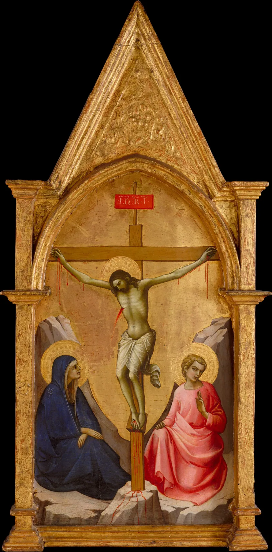 Cristo crucificado entre la Virgen y San Juan Evangelista, de Lorenzo Monaco