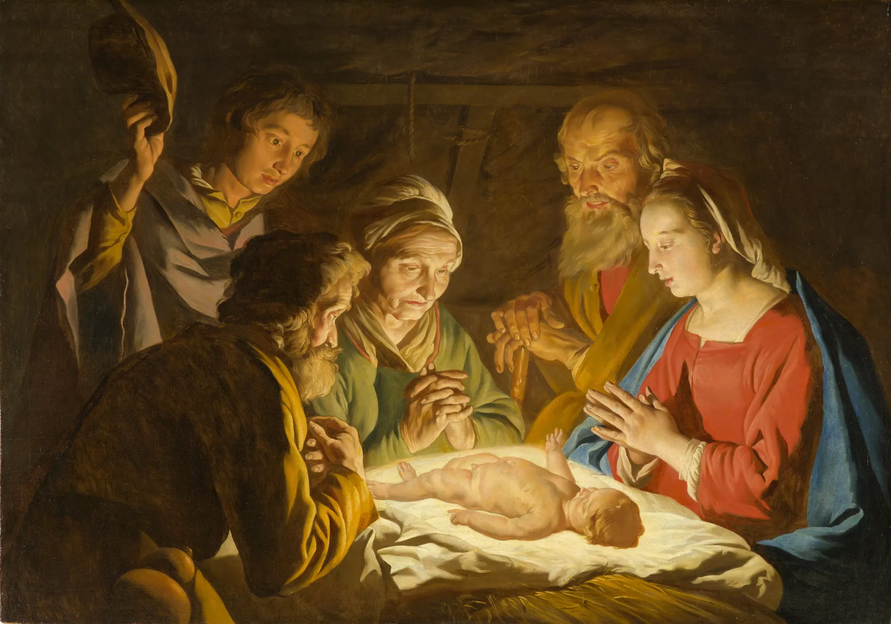 La adoración de los pastores, de Matthias Stom
