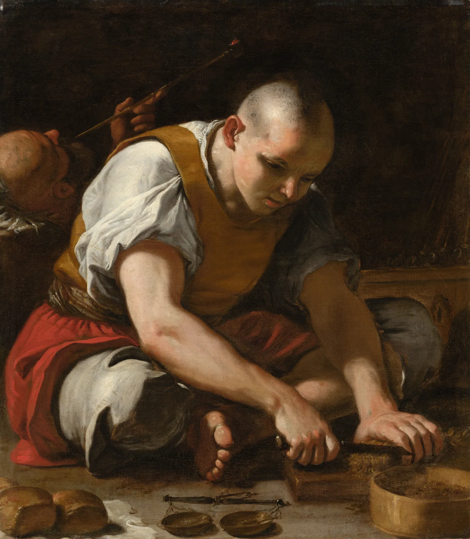 Hombre cortando tabaco, de Mattia Preti