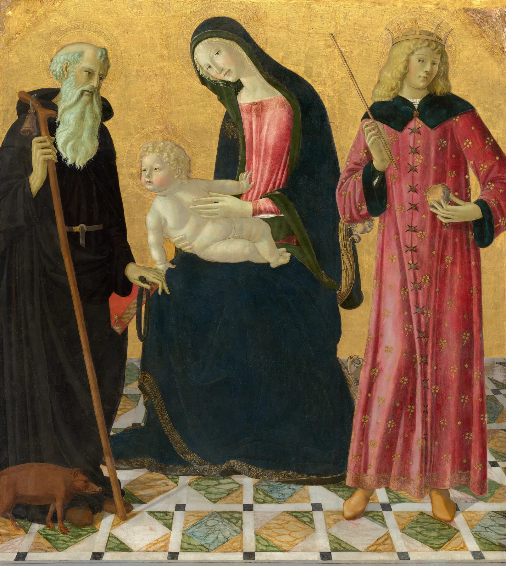La Virgen con el Niño y los santos Antonio Abad y Segismundo, de Neroccio de' Landi