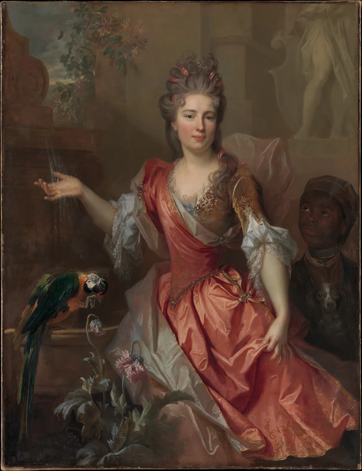Retrato de una mujer y un sirviente esclavizado, de Nicolas de Largillierre