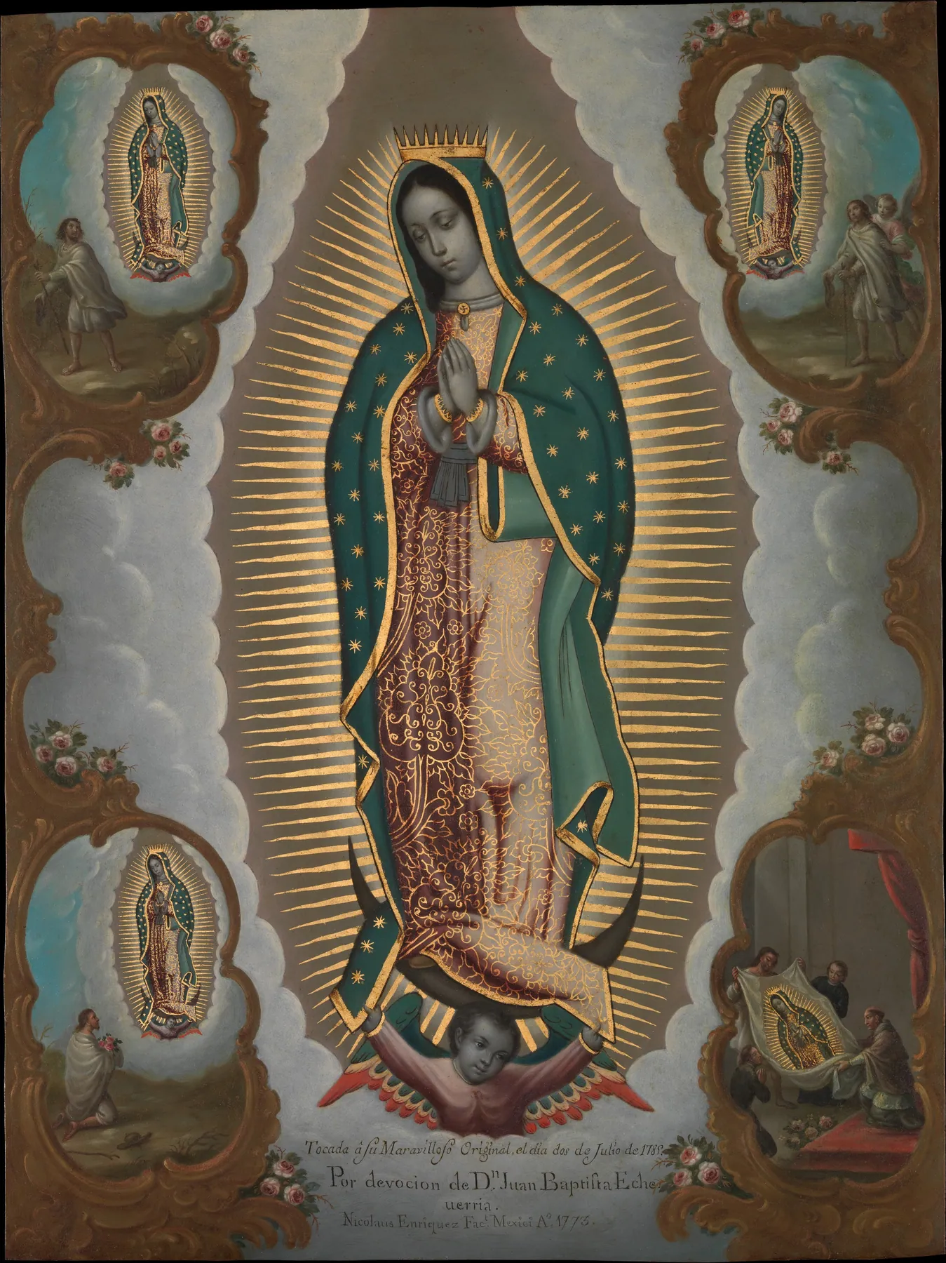 La Virgen de Guadalupe con las cuatro apariciones, de Nicolás Enríquez