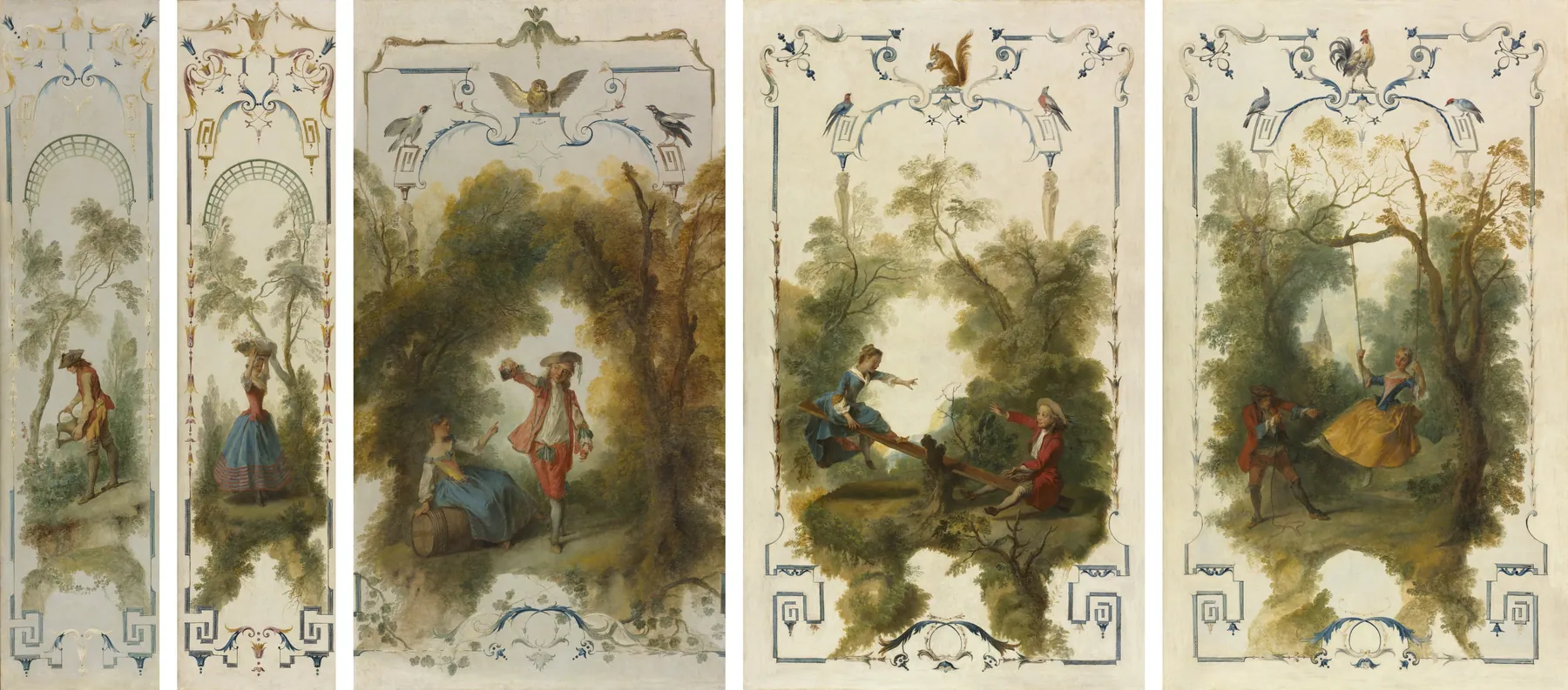 Paneles de pared, El jardinero, Horticultura, El viñedo, El balancín, El columpio, de Nicolas Lancret