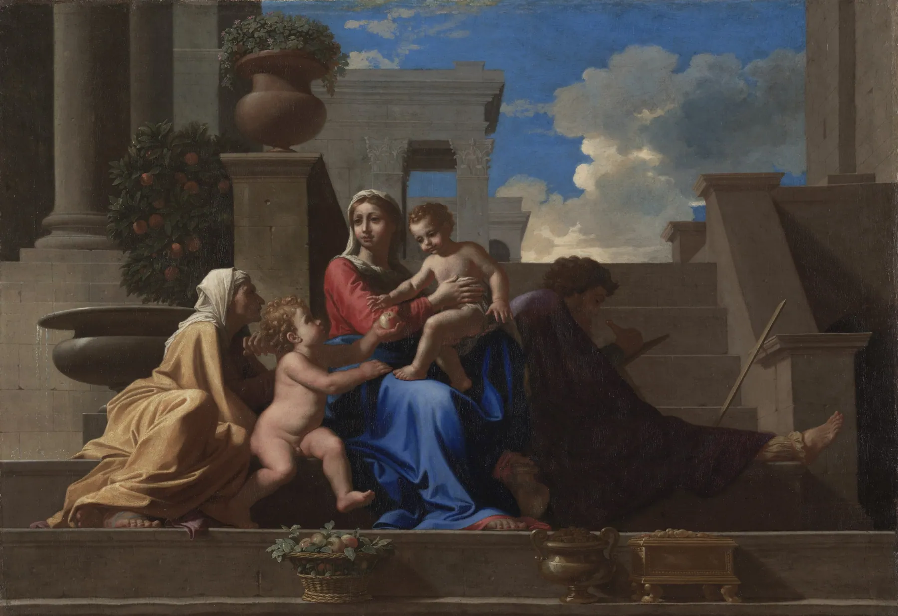 La Sagrada Familia en los escalones, de Nicolas Poussin