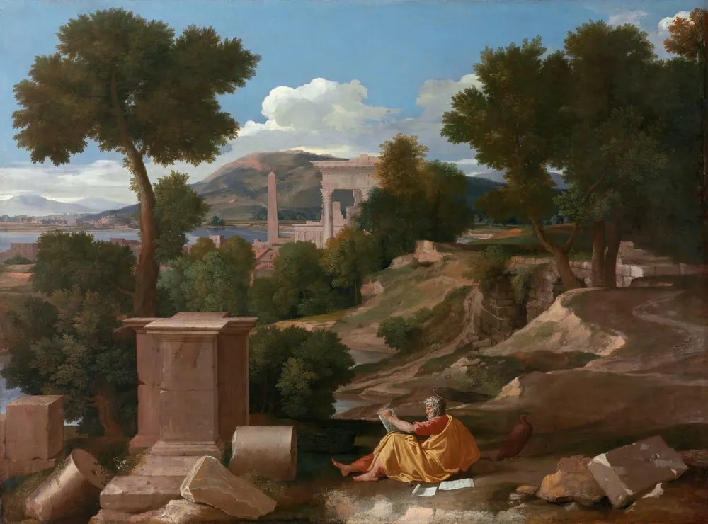Paisaje con San Juan en Patmos, de Nicolas Poussin