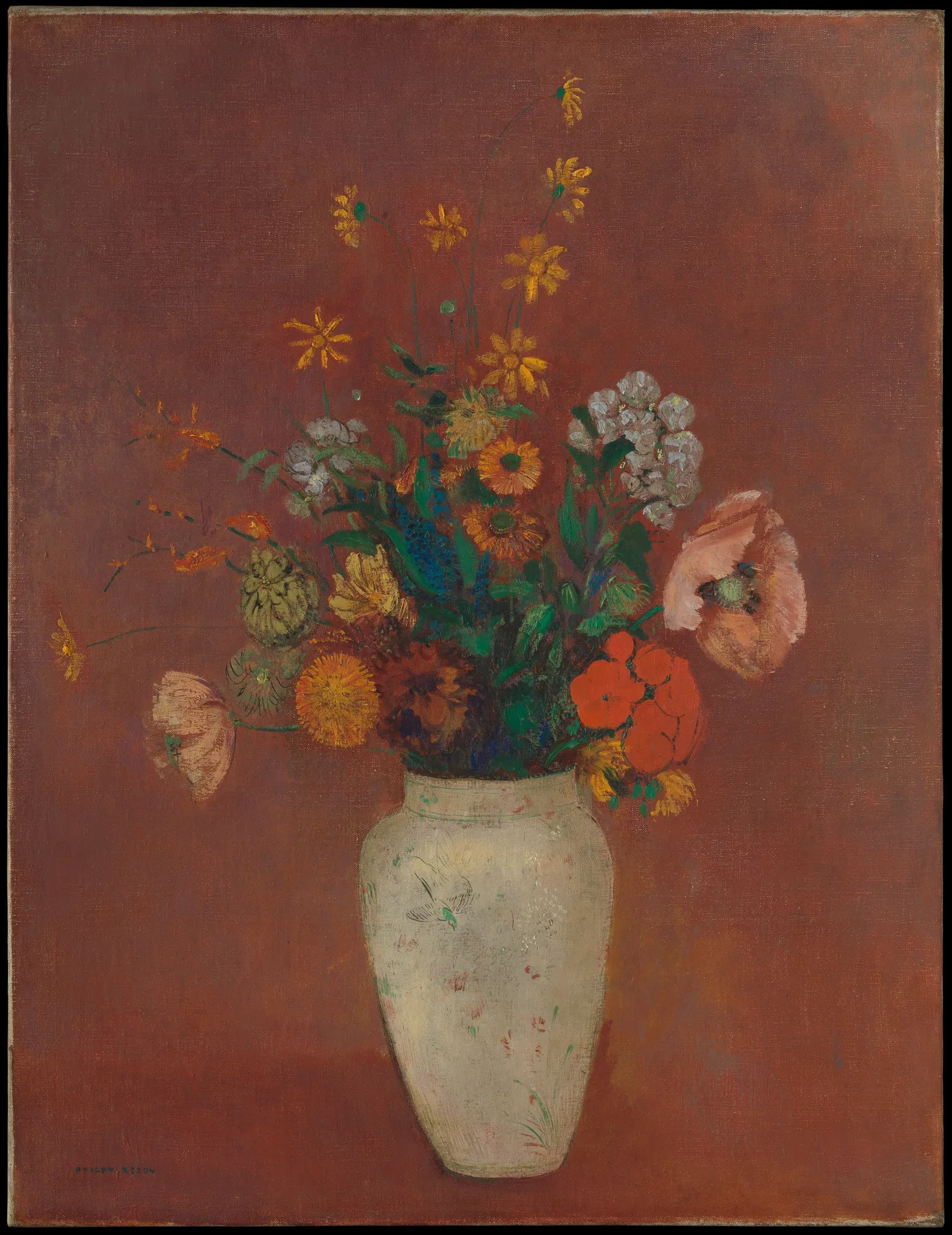 Ramo de flores en un jarrón chino, de Odilon Redon