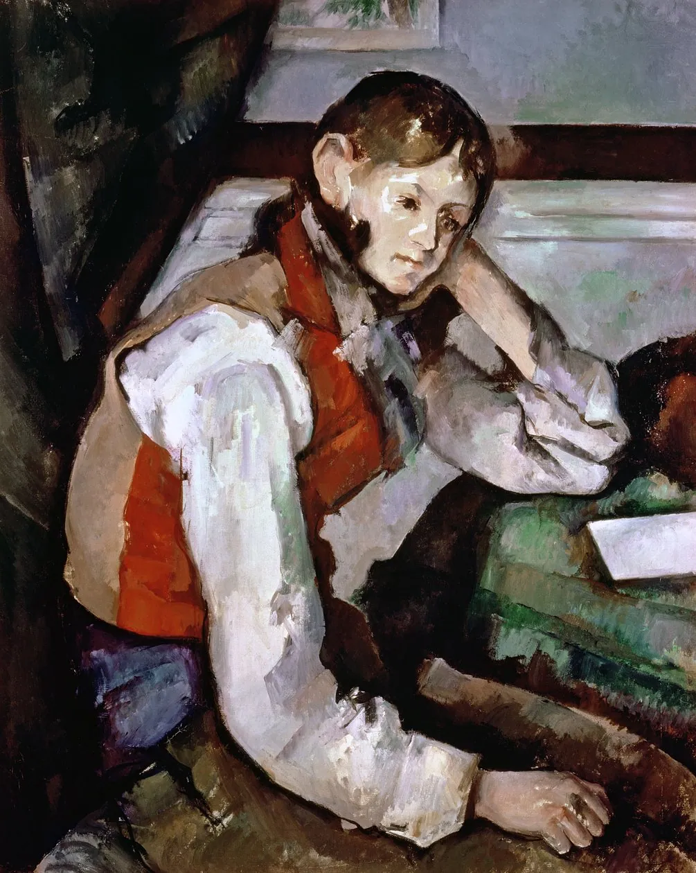 Chico con chaleco rojo, de Paul Cézanne