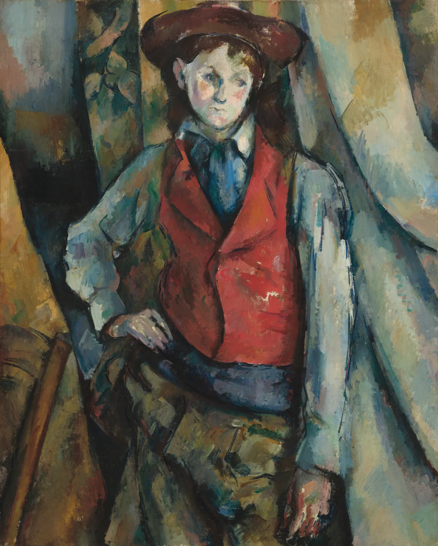 Muchacho con chaleco rojo, de Paul Cézanne