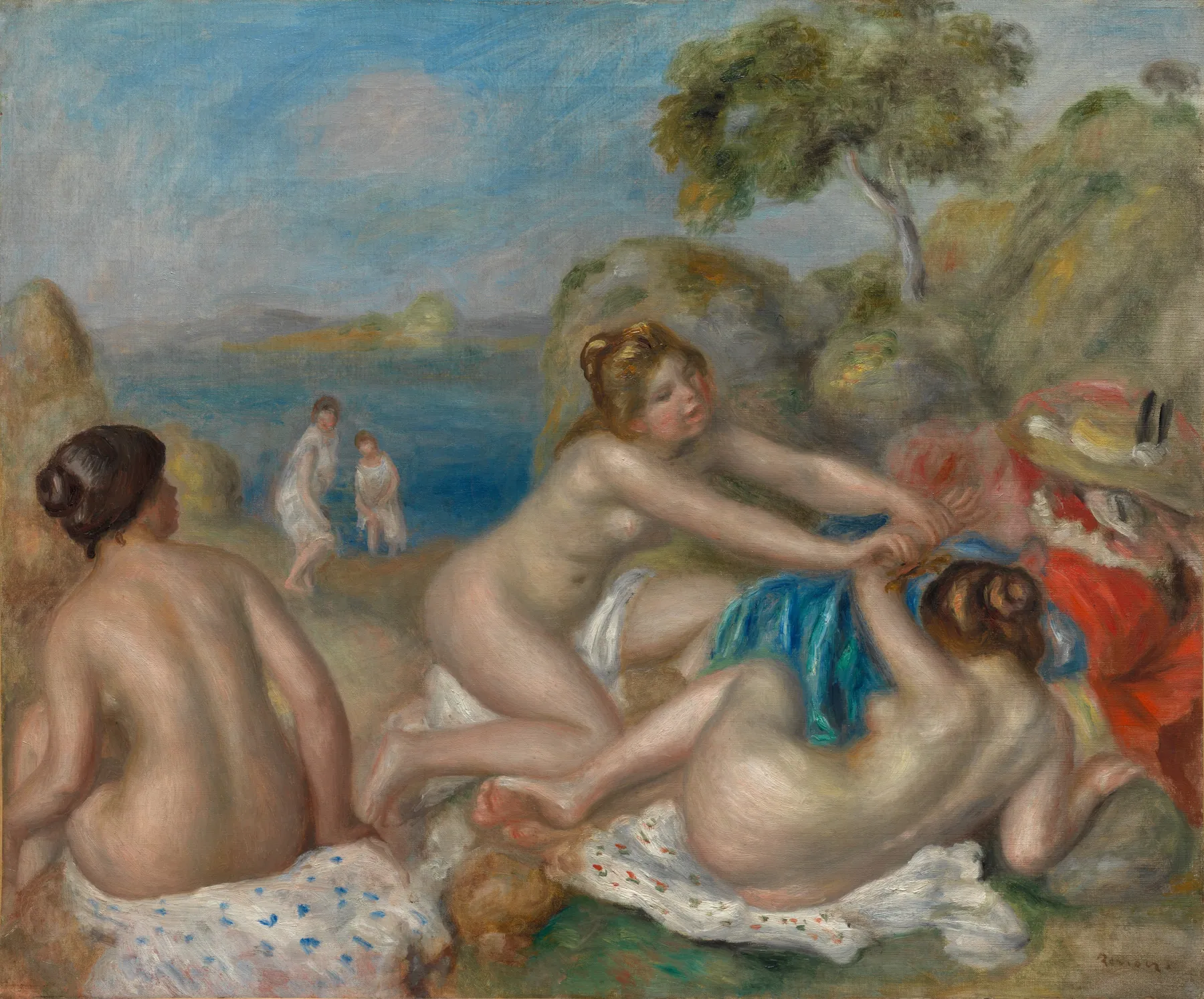Bañistas jugando con un cangrejo, de Pierre-Auguste Renoir