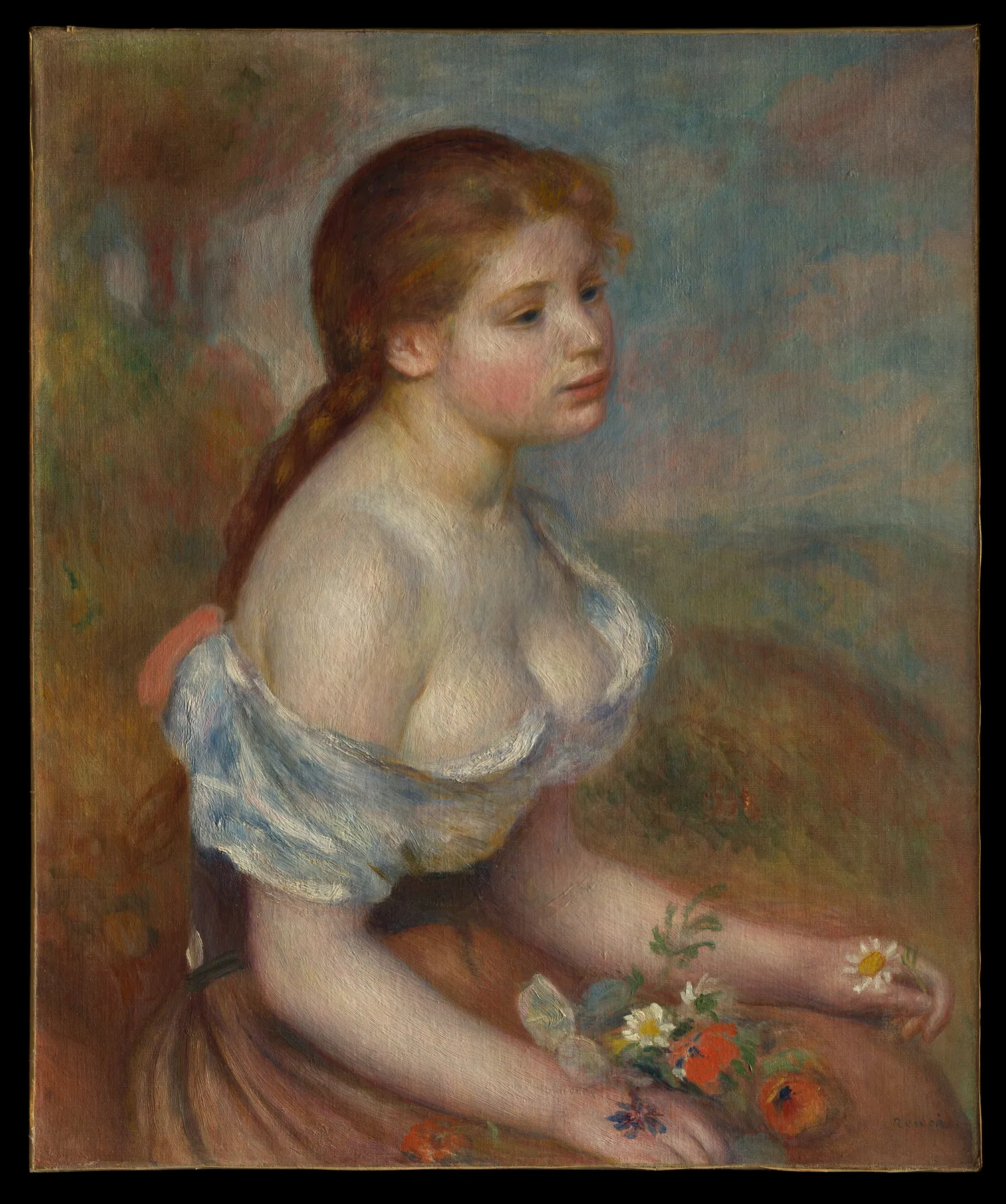 Joven con margaritas, de Pierre-Auguste Renoir