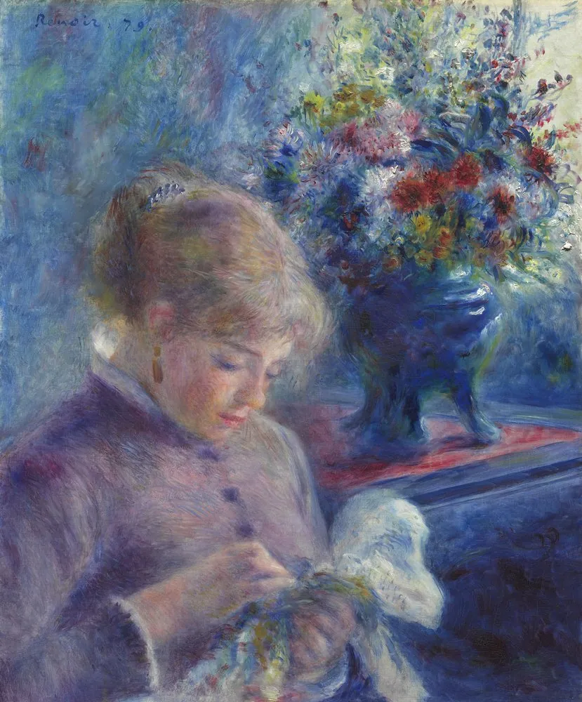 Muchacha cosiendo, de Pierre-Auguste Renoir