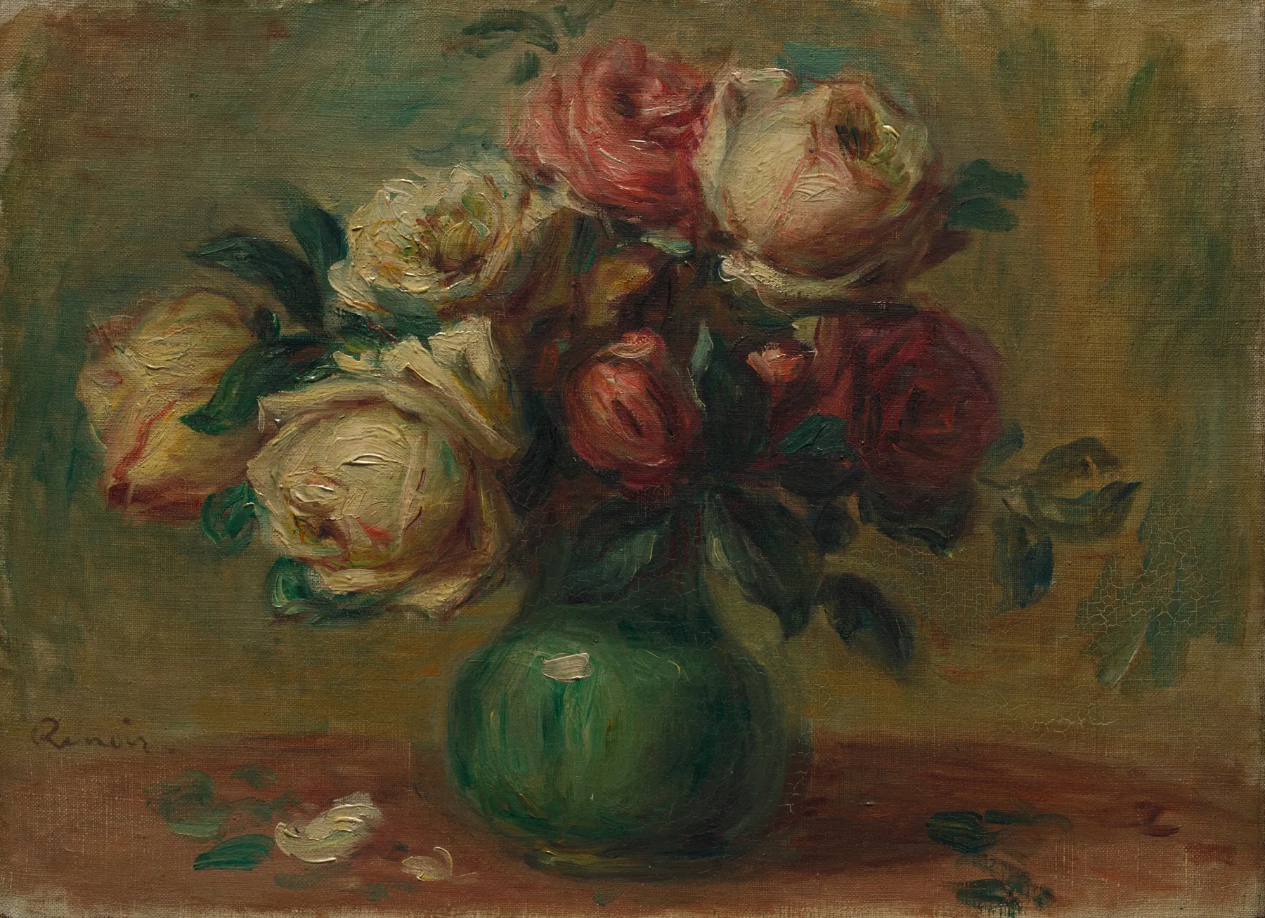 Rosas en un jarrón, de Pierre-Auguste Renoir