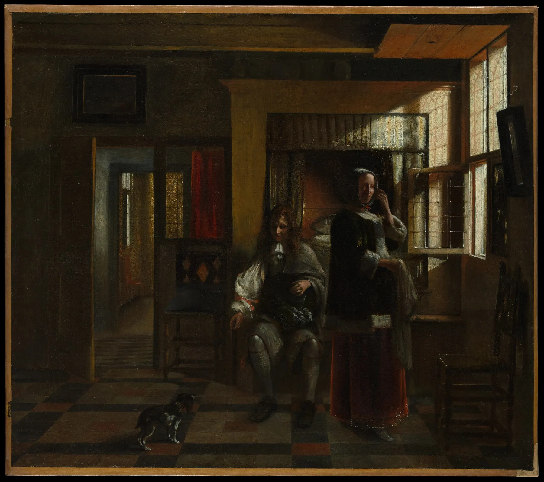 Interior con una pareja joven, de Pieter de Hooch