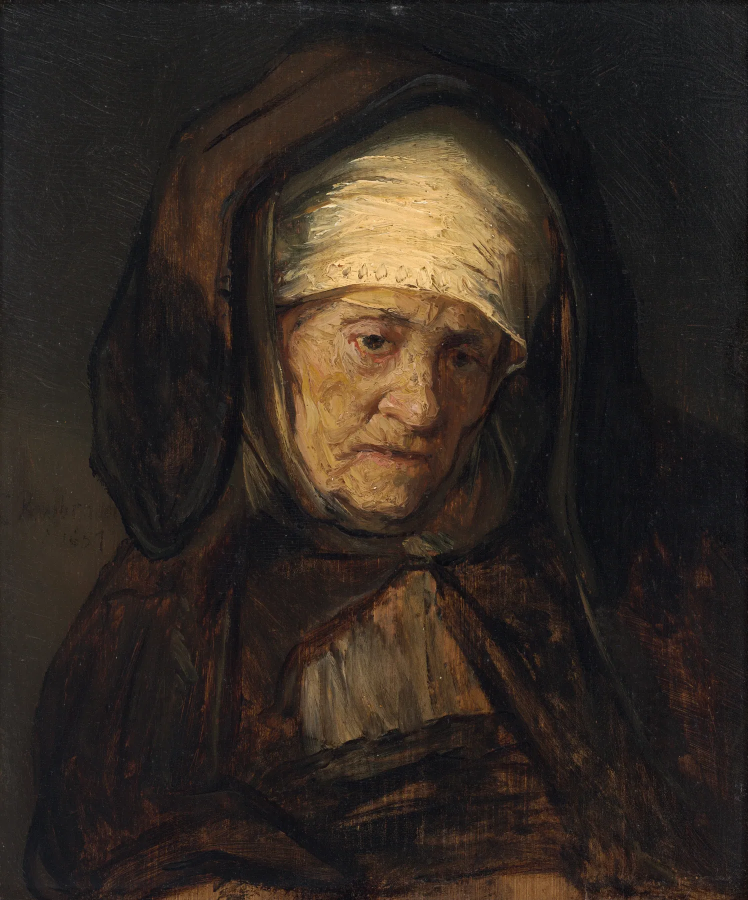 Cabeza de una anciana, de Rembrandt van Rijn