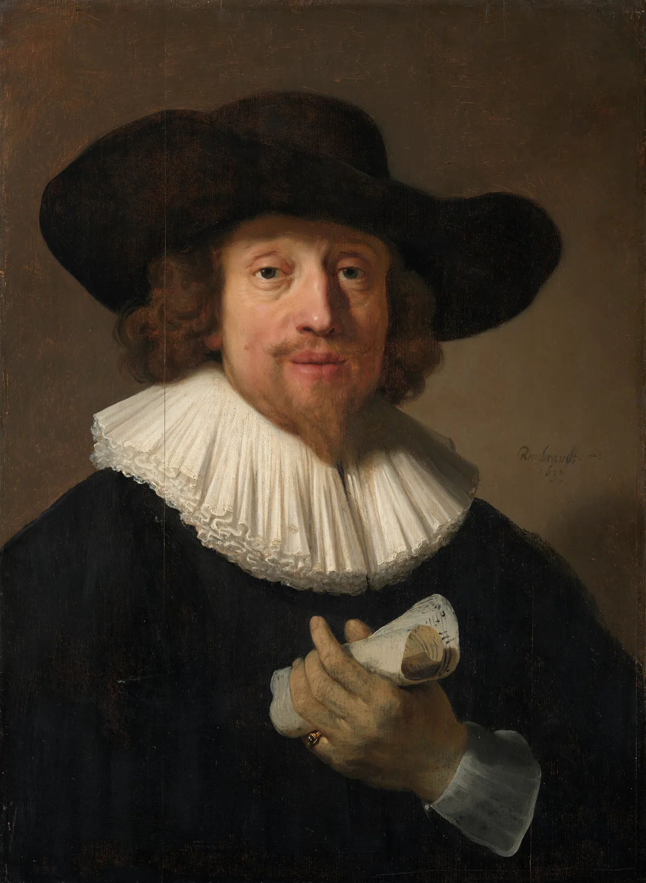 Hombre con una partitura, de Rembrandt van Rijn