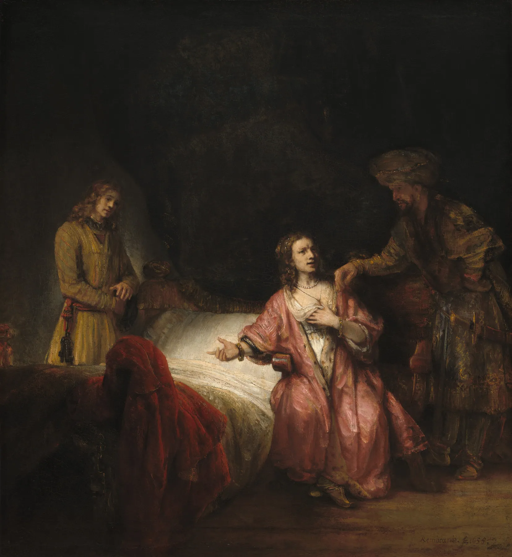 José acusado por la esposa de Putifar, de Rembrandt van Rijn