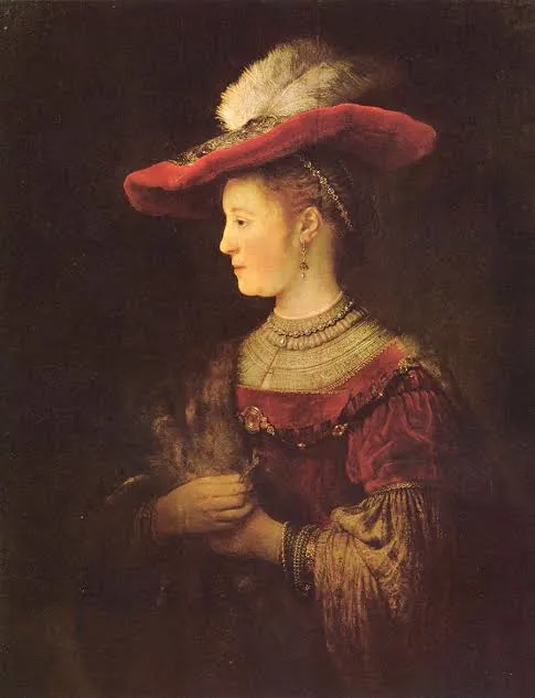 Saskia con sombrero de plumas, de Rembrandt van Rijn