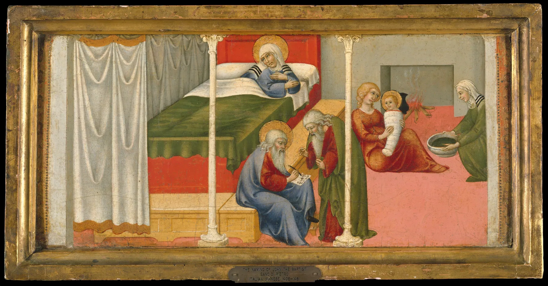 El nacimiento y la imposición del nombre de San Juan Bautista, de Sano di Pietro