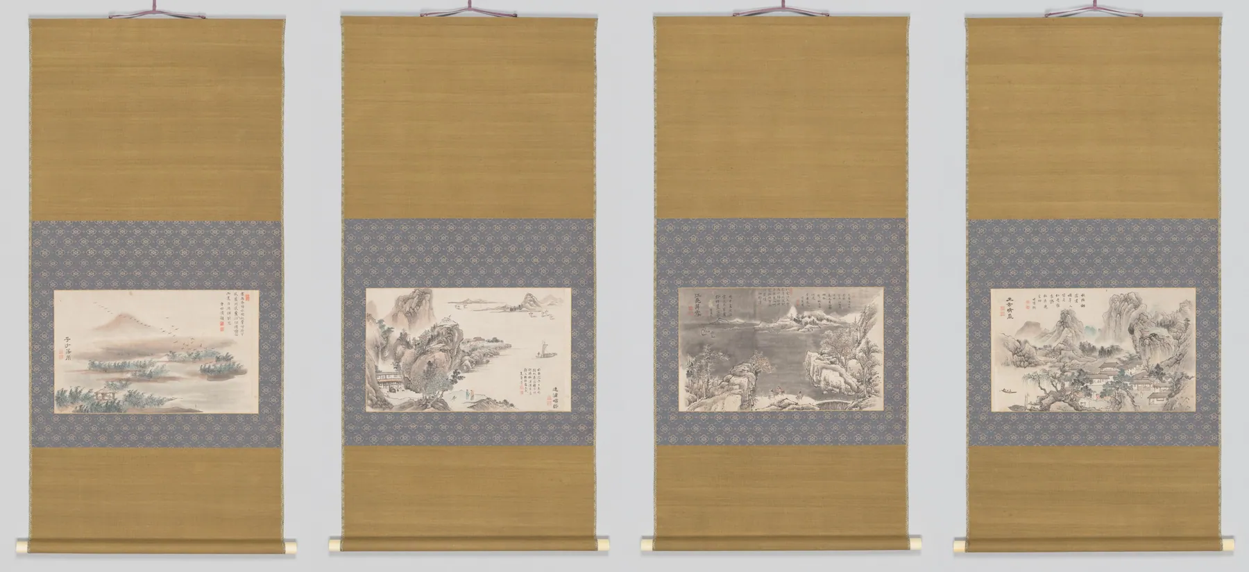 Cuatro motivos de las Ocho vistas de Xiao-Xiang, de Tani Bunchō
